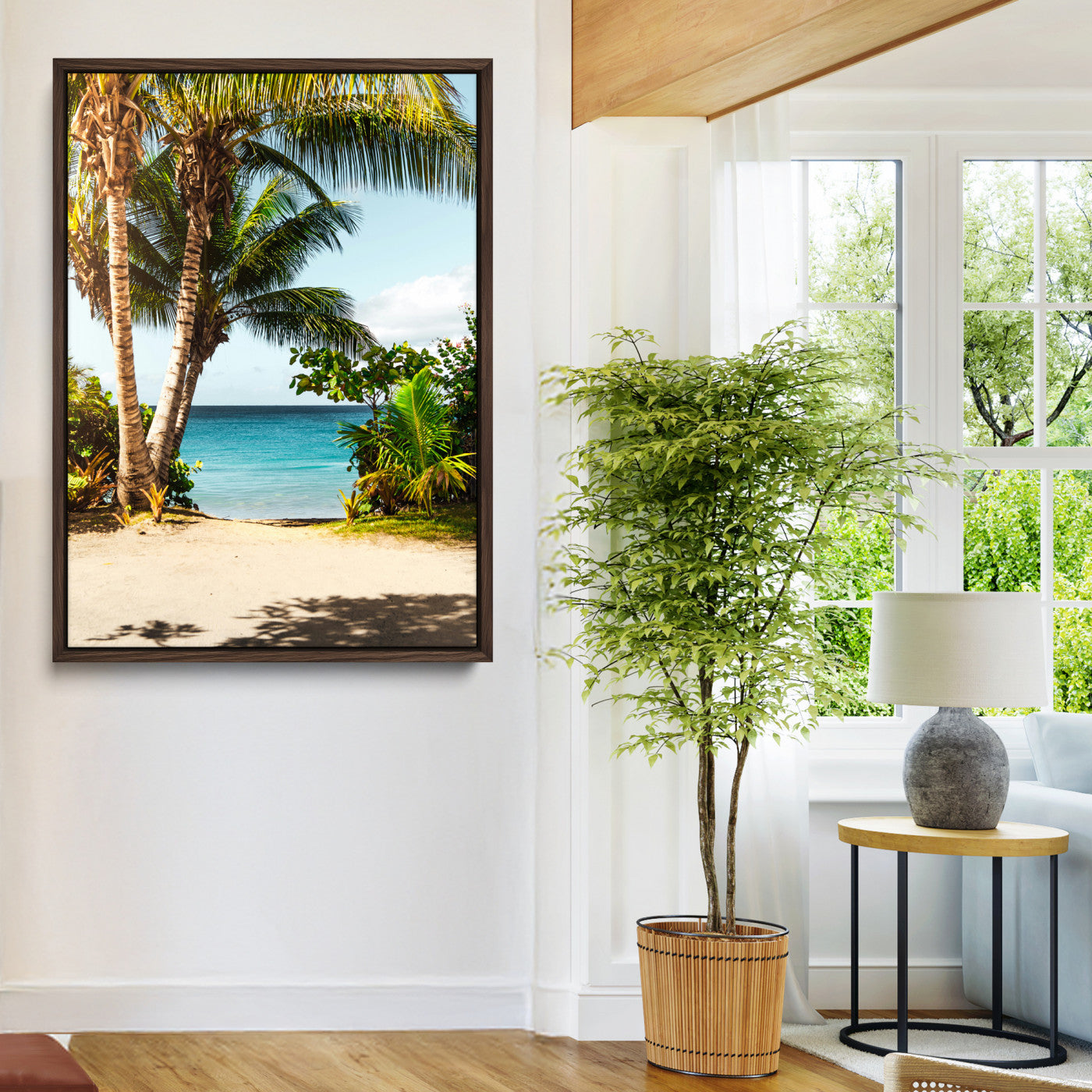 10046923-MGV-CV-24X36-Palm Tree Canvas Wall Art Canvas Print, Framed Coastal Wall Art Art Picture Print, Island Wall Decor Perfect Coastal Tropical