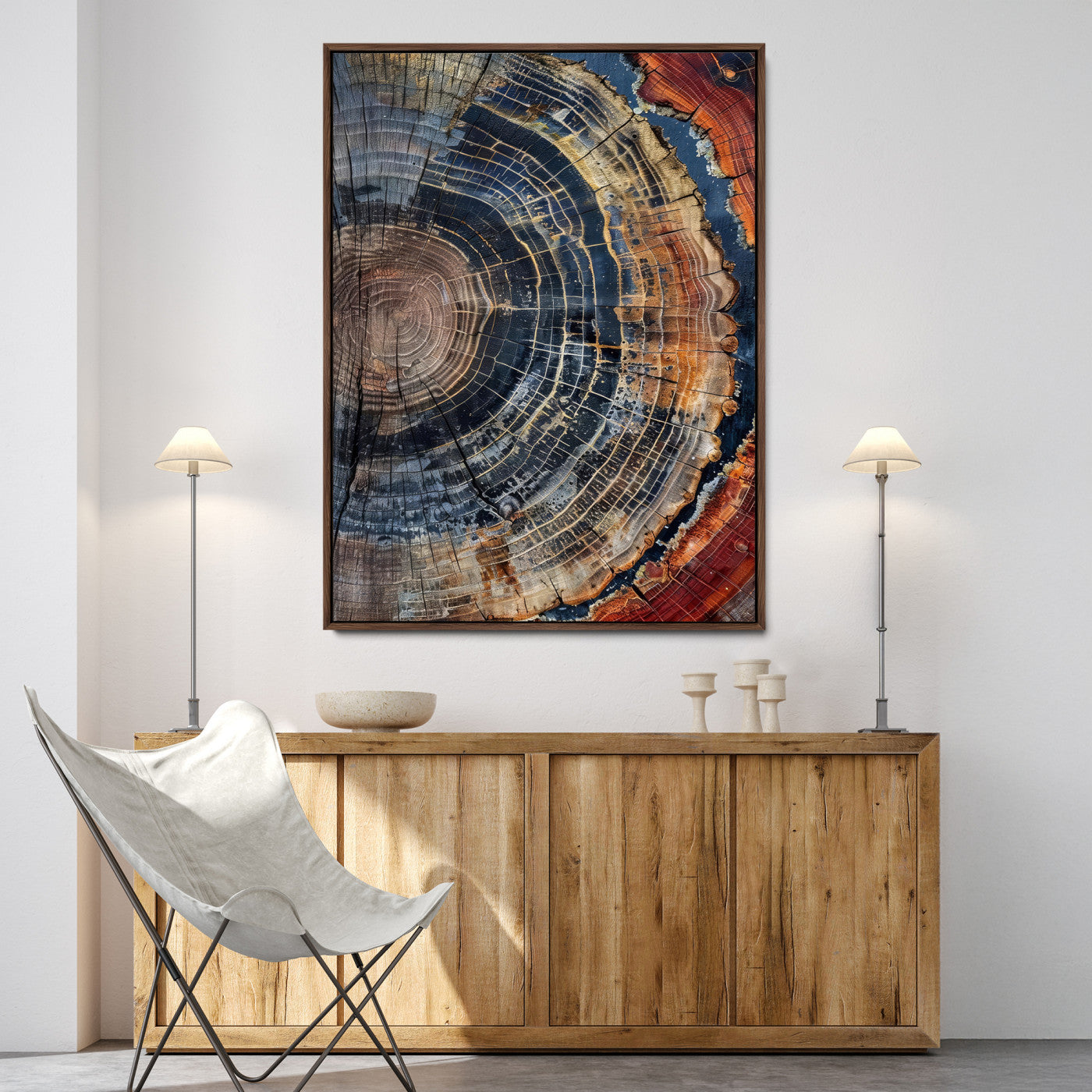 92693966-MGV-FC-24X36-Timber Cut Close-Up Wall Art Canvas Print, Framed Rustic Wood Canvas Art Picture Print, Natural Texture Decor Perfect Modern Lodge