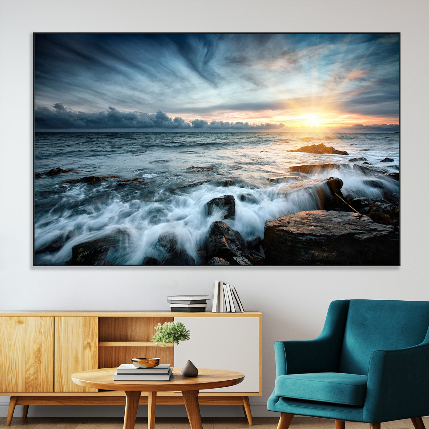 33428-MGV-CV-36X24-Ocean Sunrise Wall Art – Serene Seascape Canvas Print, Coastal Home or Office Decor, Perfect for Living Room, Bedroom, or Study