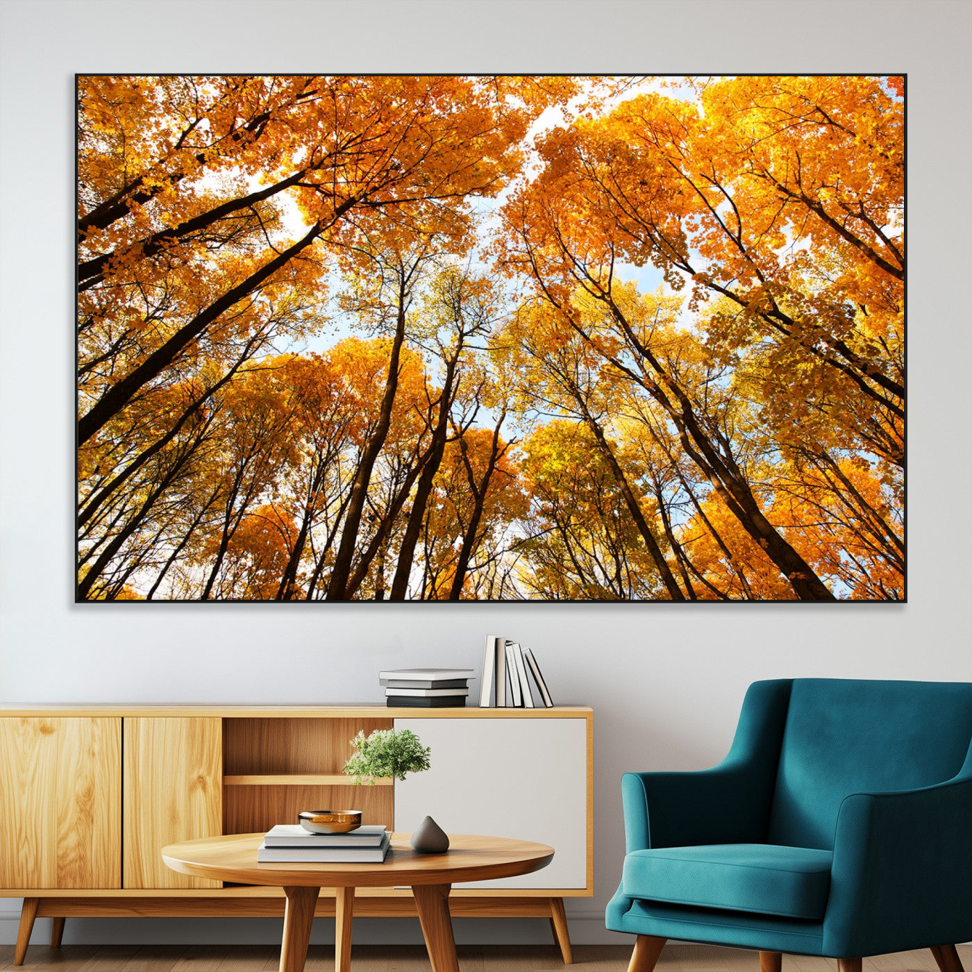 11823-MGV-CV-36X24-Golden Autumn Tree Canopy Wall Art – Stunning Fall Forest Leaves Print, Warm Seasonal Nature Decor for Home, Office or Cabin