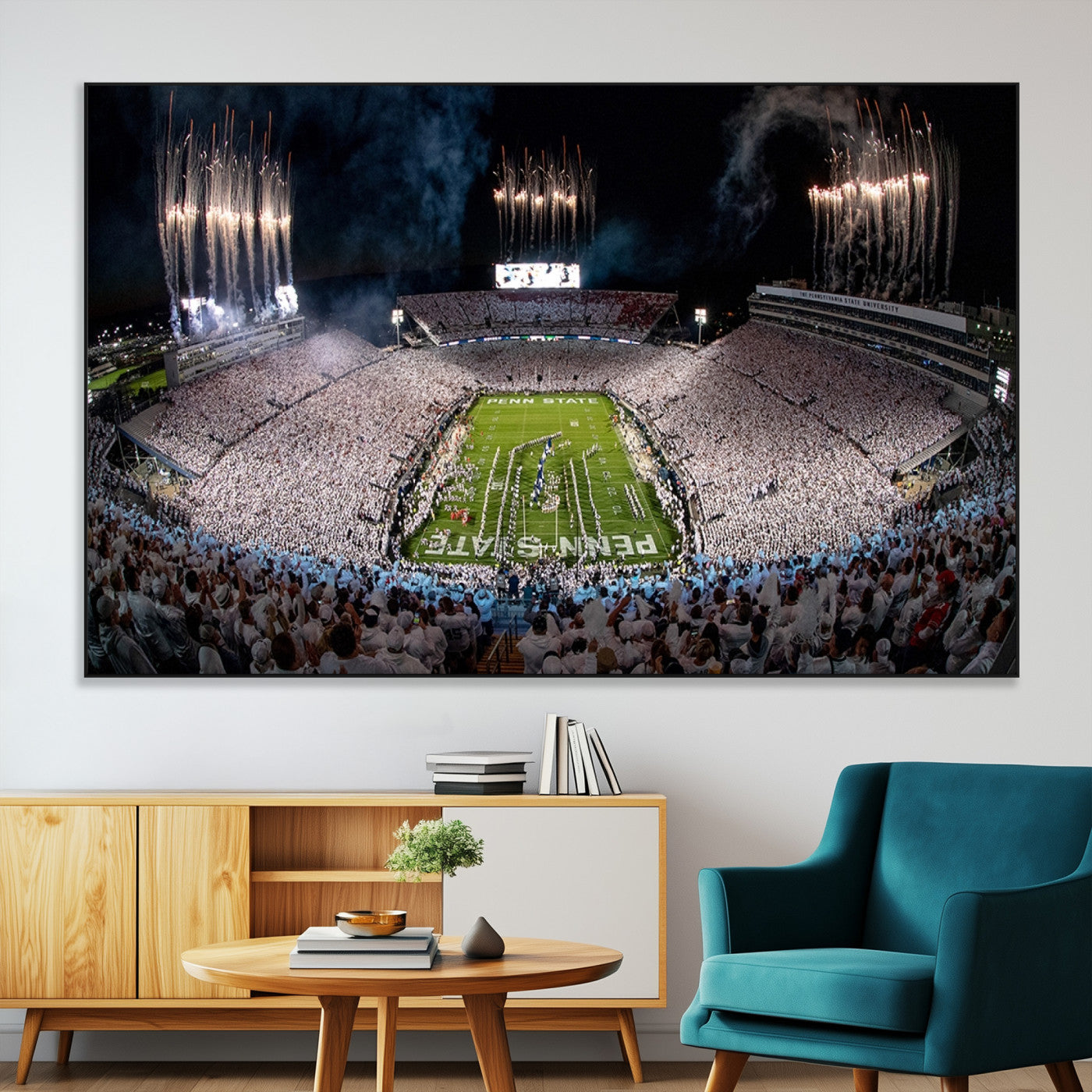 11391-SEG-FC-51X34_Oversize-Penn State Stadium Wall Art – Panoramic White Out Football Game Canvas Print, College Sports Decor for Office, Man Cave, or Living