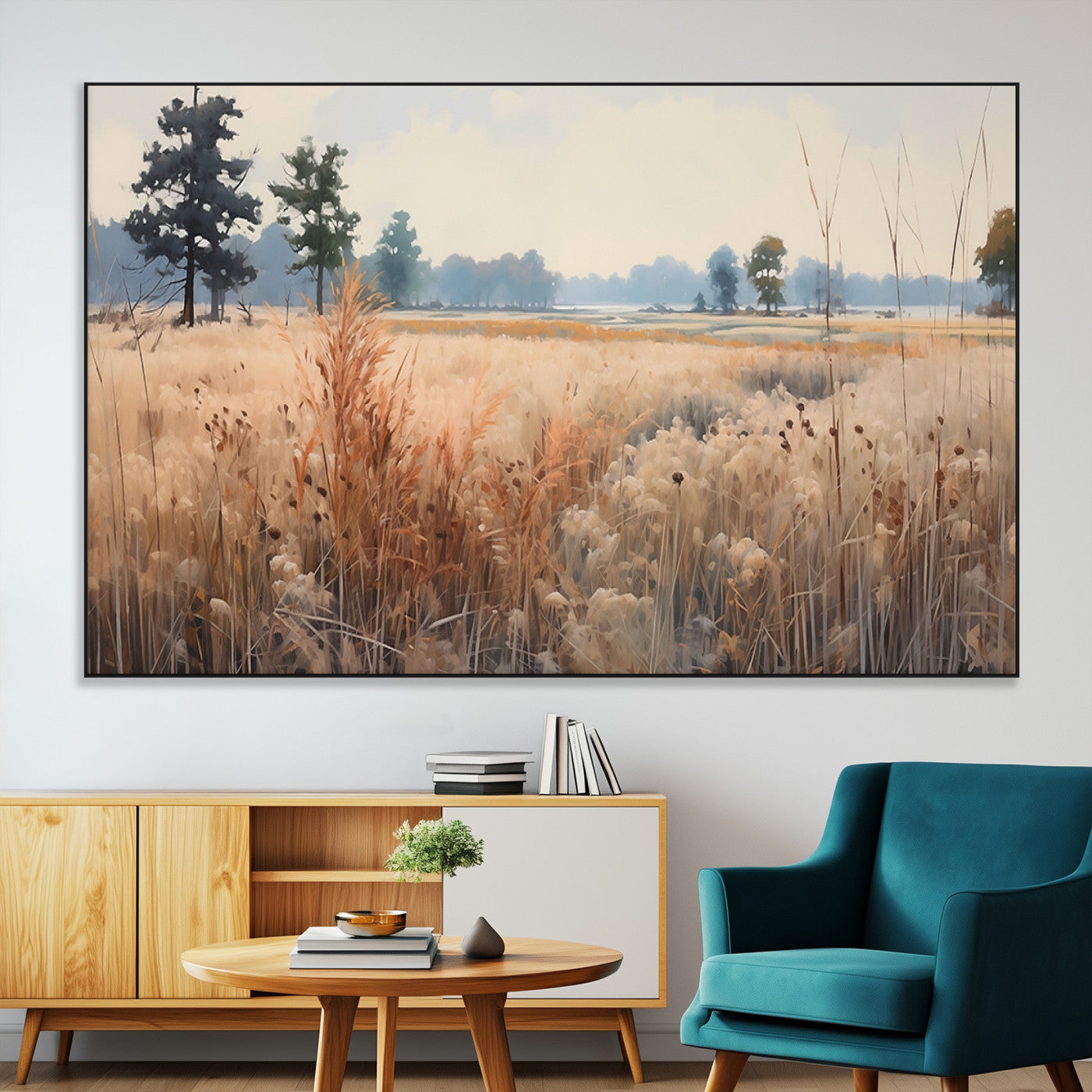 98822-MGV-CV-36X24-Autumn Meadow Wall Art – Tranquil Grassland Landscape Canvas Print, Rustic Country Decor for Living Room, Bedroom or Farmhouse