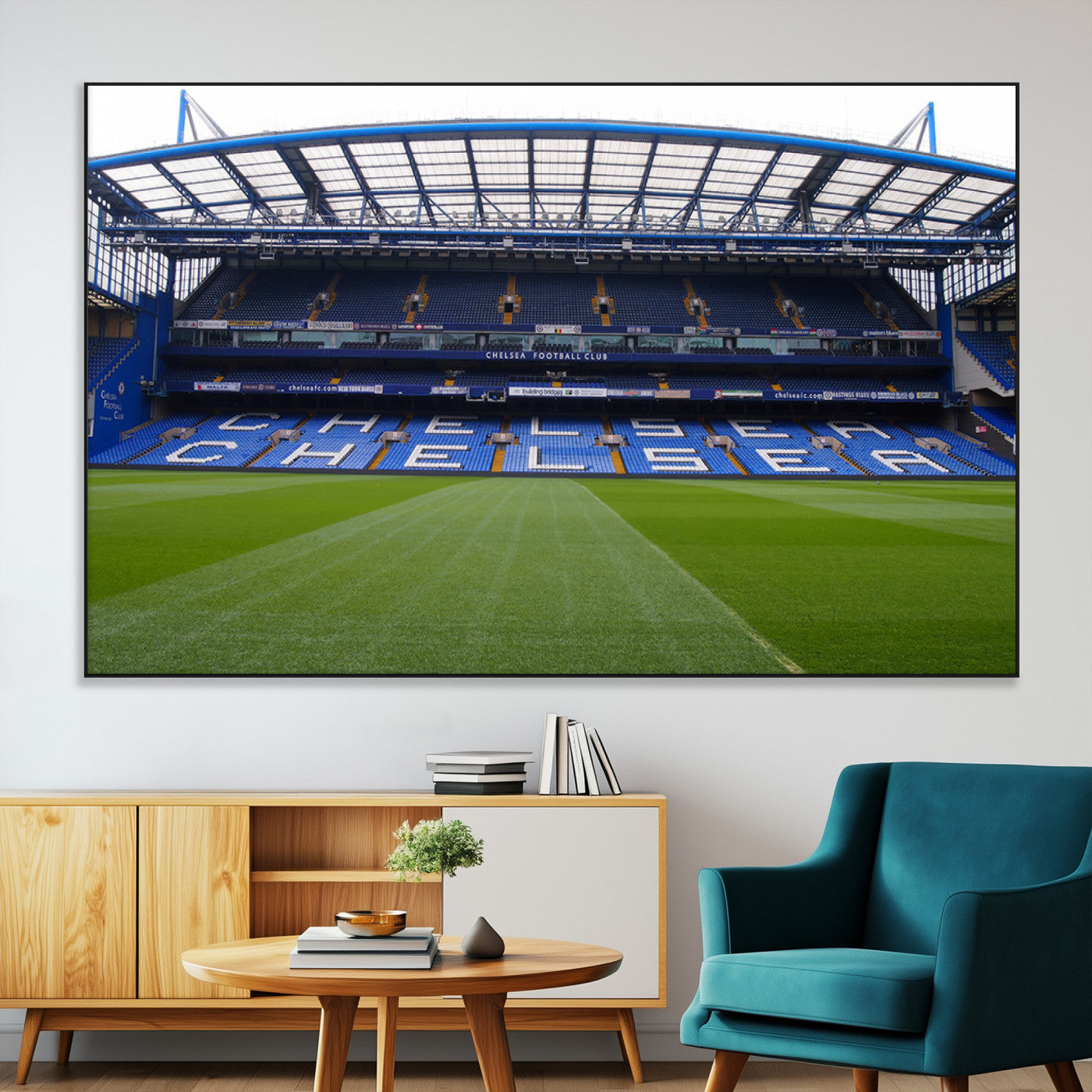 59508-MGV-CV-36X24-Chelsea Stadium Wall Art – Stamford Bridge Football Arena Canvas Print, Iconic Soccer Artwork for Living Room, Office, Game Room