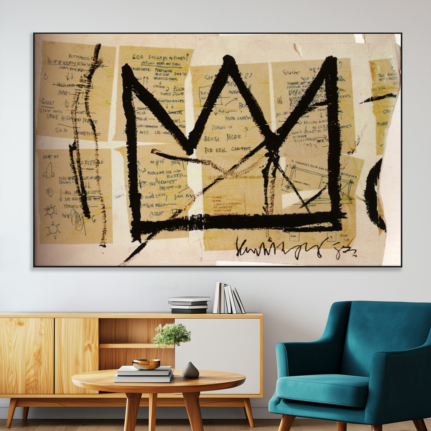 37215-MGV-CV-36X24-Abstract Crown Wall Art – Urban Graffiti Style Canvas Print Modern Street Art Design, Bold Contemporary Decor for Living Room,