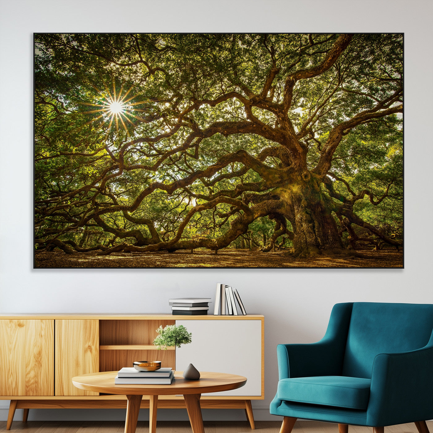 57983-SEG-FC-51X34_Oversize-Angel Oak Tree Wall Art Canvas Print, Framed Oak Tree Art Picture Print, Angel Oak Perfect Rustic Nature Decor Artwork