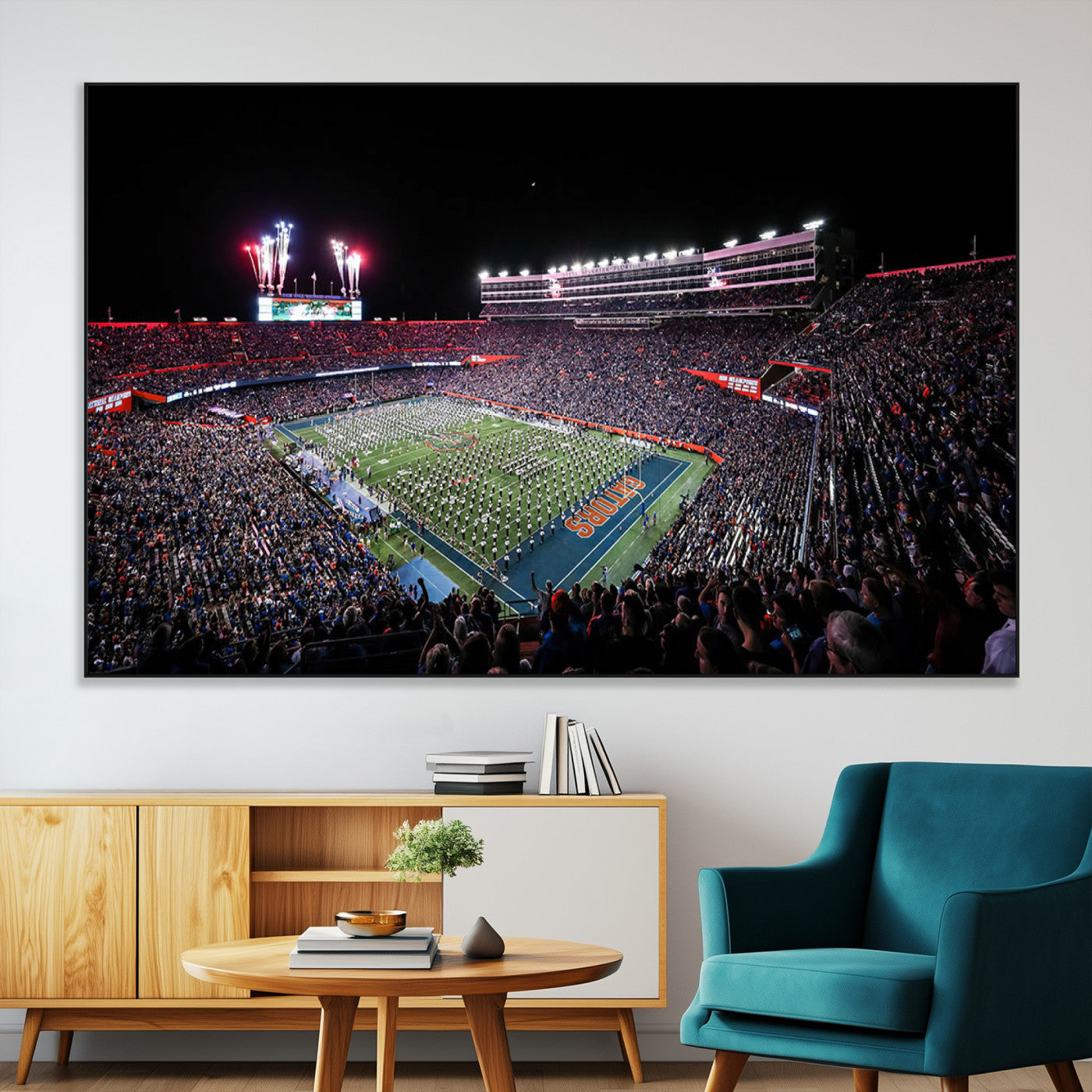 46899-SEG-FC-51X34_Oversize-Ben Hill Griffin Stadium Wall Art Canvas Print, Framed Football Stadium Art Picture Print, Florida Football Stadium Perfect Sport