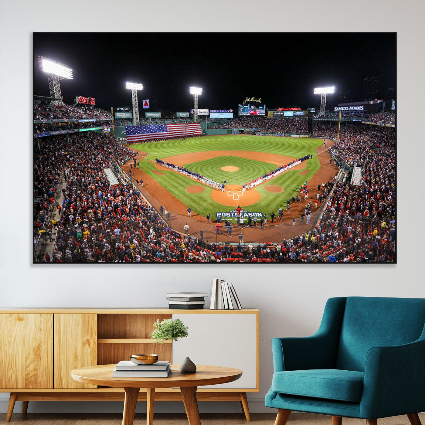 47365-MGV-CV-36X24-Fenway Park Stadium Wall Art Canvas Print, Framed Boston Baseball Stadium Art Picture Print, MLB Stadium Field Perfect Sport Room
