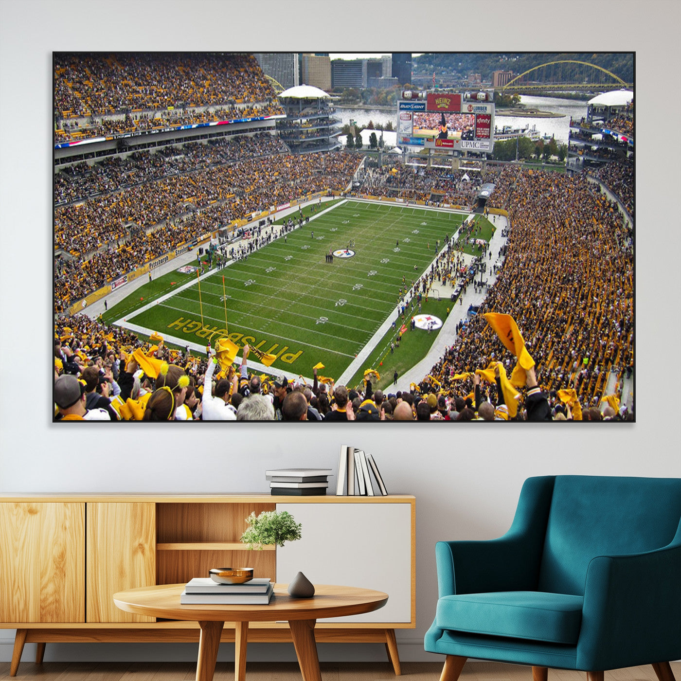 51419-MGV-CV-36X24-Heinz Field Wall Art Canvas Print, Framed Pittsburgh Stadium Field Art Picture Print, Heinz Stadium Field Perfect Sports Room