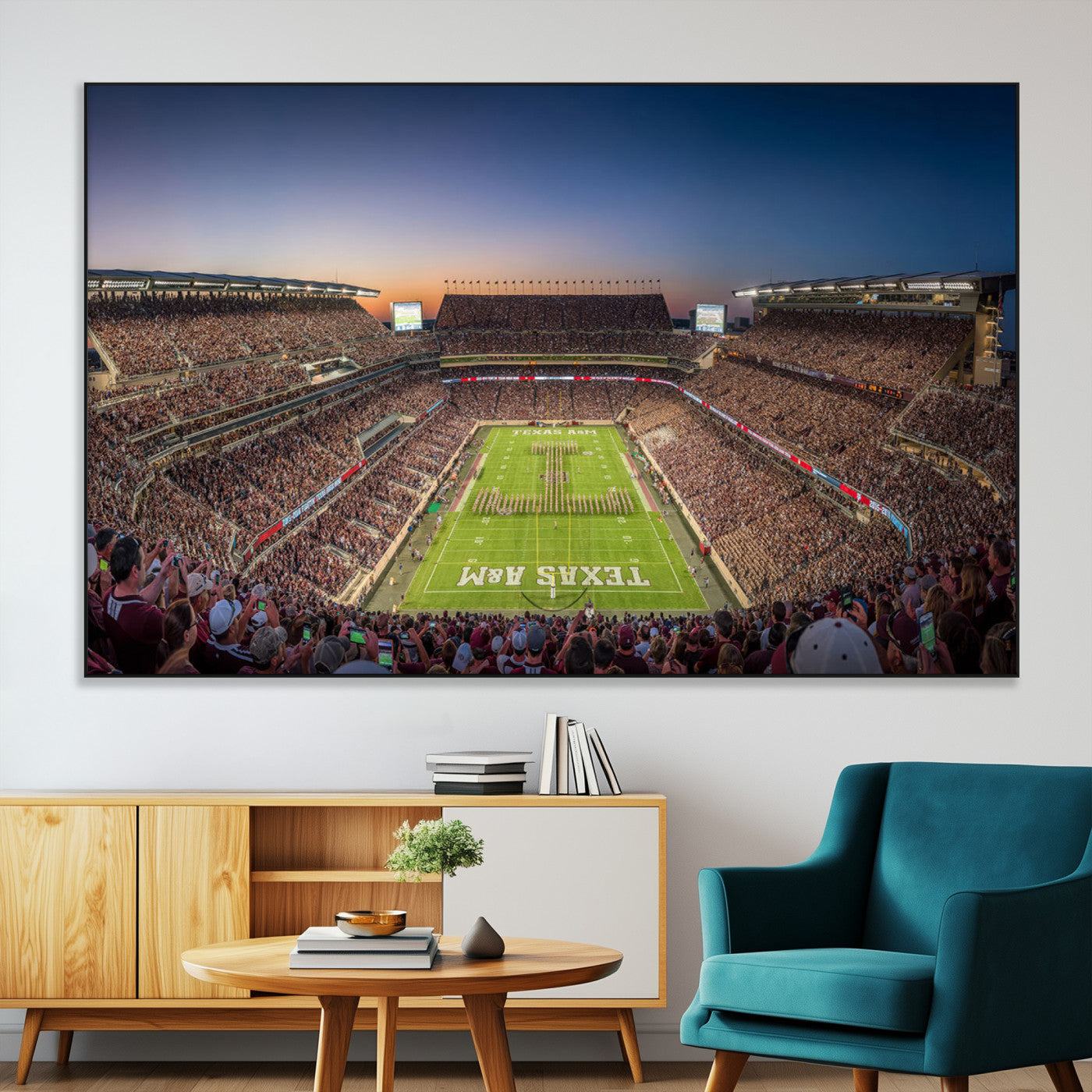 17421-MGV-CV-36X24-Kyle Field Wall Art Canvas Print, Framed Texas Stadium Art Picture Print, Kyle Field Stadium Perfect Sport Room Decor Artwork