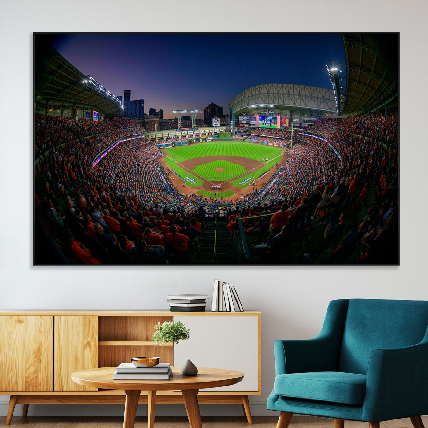 44322-MGV-CV-36X24-Minute Maid Park Wall Art Canvas Print, Framed Houston Astros Stadium Art Picture Print, Houston Astros Field Perfect Sports Room