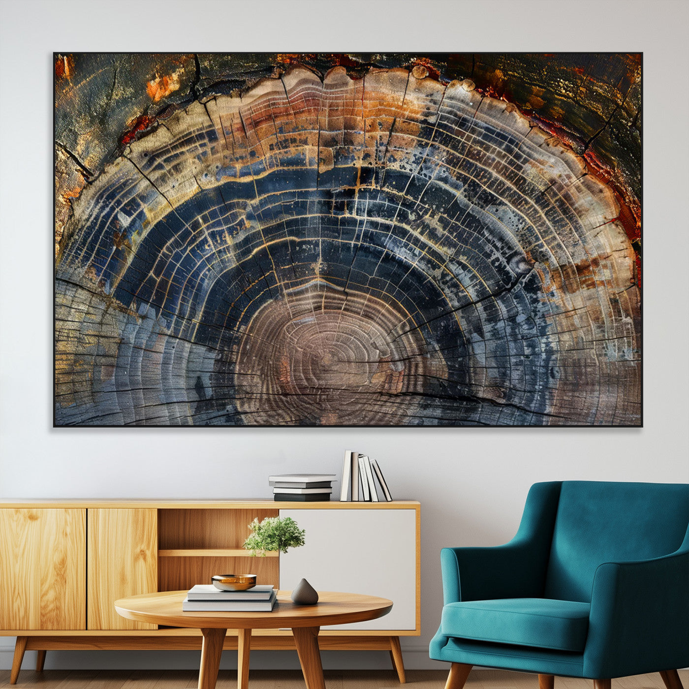 16193-SEG-FC-51X34_Oversize-Tree Ring Wall Art – Abstract Wood Grain Canvas Print, Rustic Nature Texture Artwork Poster for Living Room, Bedroom, Office,
