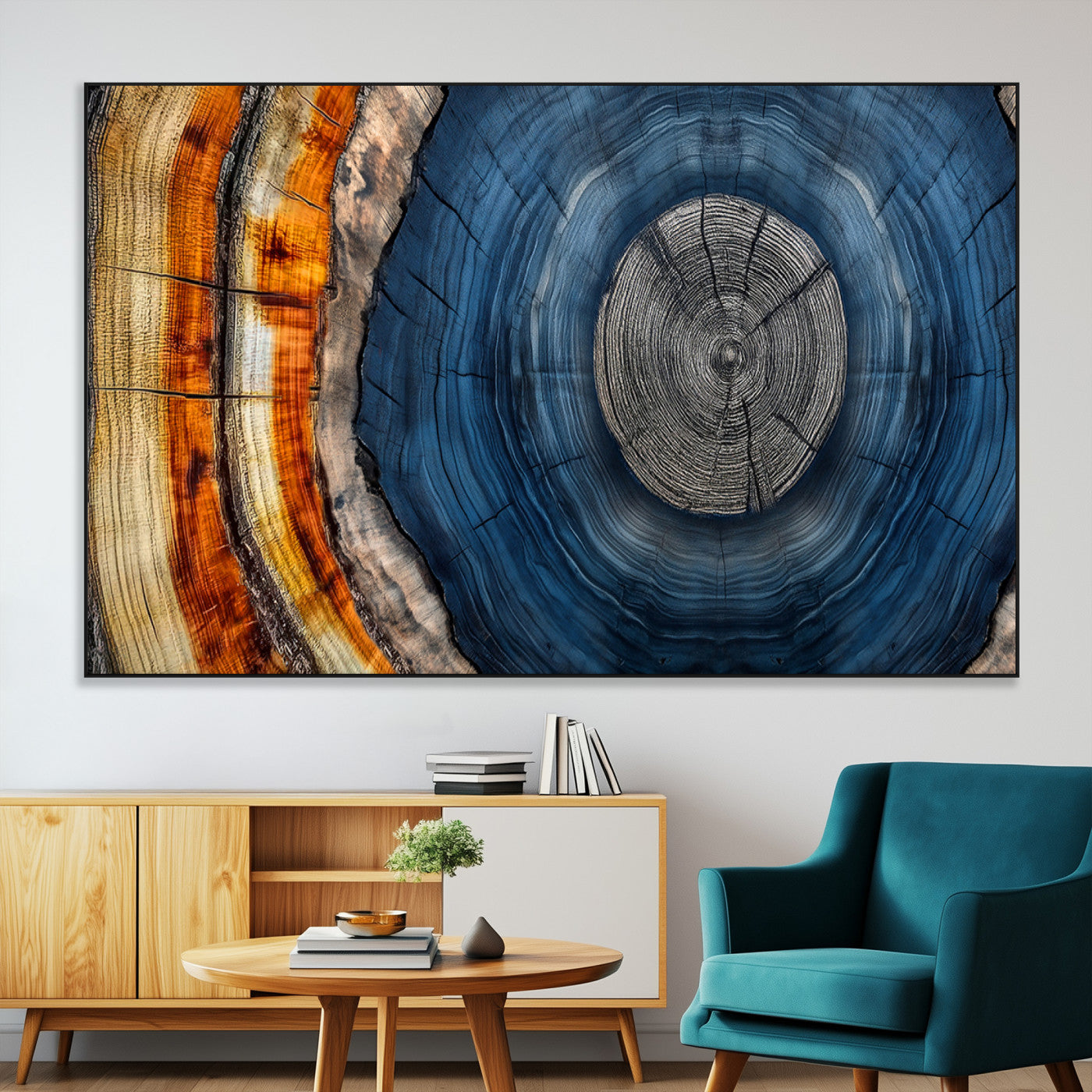 84489410-MGV-CV-36X24-Framed Abstract Tree Ring Wall Art Print, Natural Rustic Wood Texture Canvas Print, Wood Tree Stump Farmhouse, Log Cabin Wooden