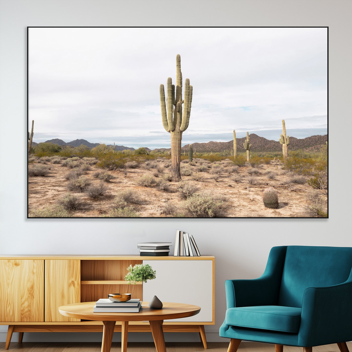96147924-MGV-CV-36X24-Saguaro Cactus Wall Art Canvas Print, Framed Desert Cactus Art Picture Print, Earthy Desert Perfect Southwestern Boho Decor