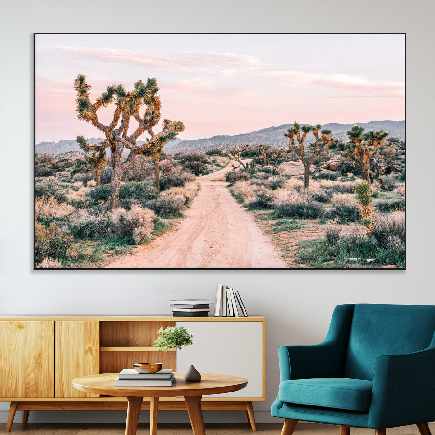 12540952-MGV-CV-36X24-Joshua Tree Park Wall Art Canvas Print, Framed Desert Road Art Picture Print, Sunset Drive Perfect Southwestern Boho Decor Artwork