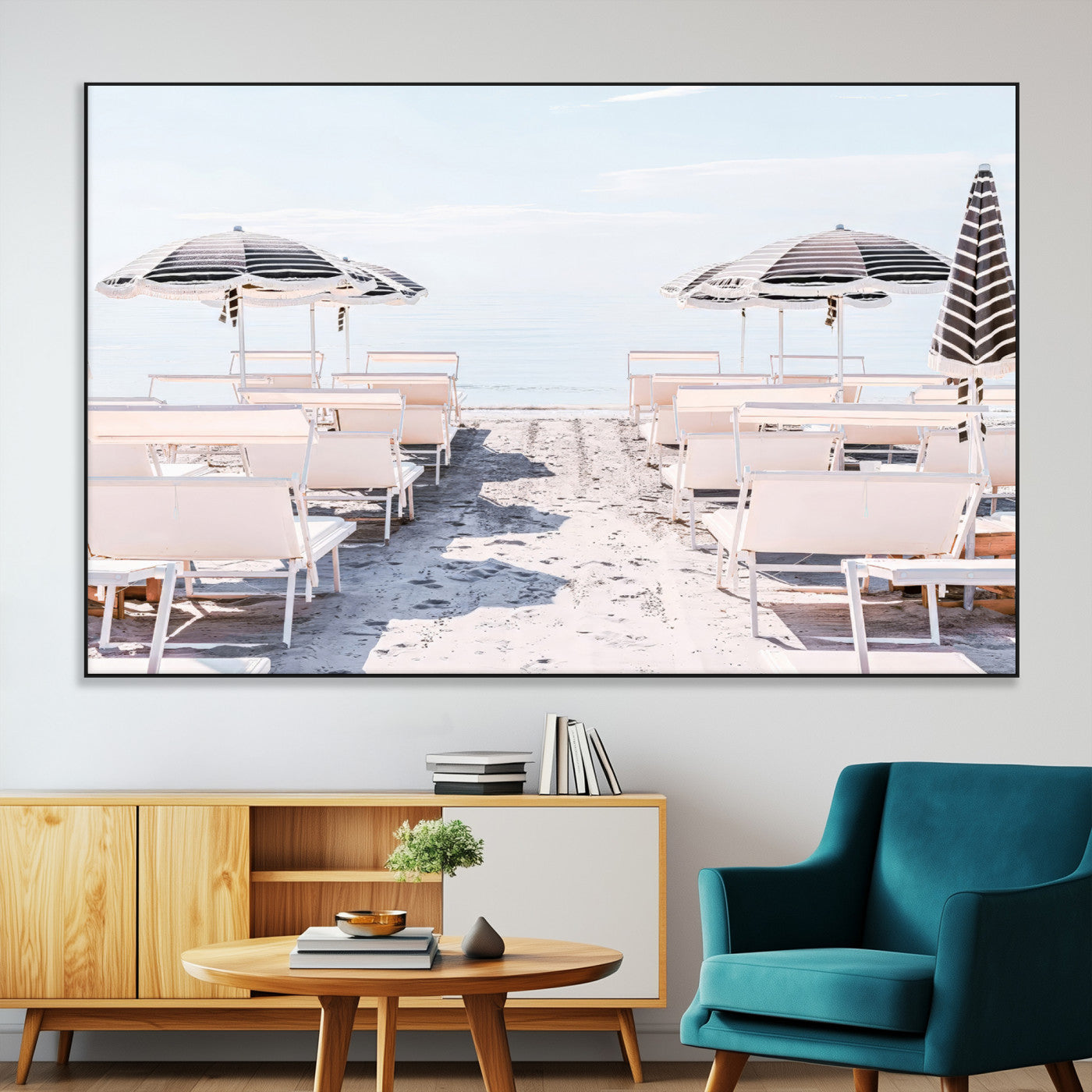 67623952-MGV-CV-36X24-Minimalist Beach Wall Art Canvas Print, Framed Pastel Sand Art Picture Print, Beach Aesthetic Perfect Coastal Minimalist Decor