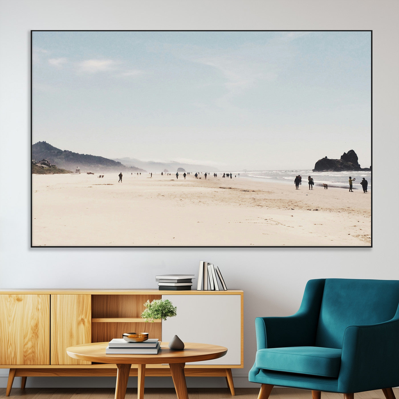 28307820-MGV-CV-36X24-Minimalist Beach Wall Art Canvas Print, Framed Coastal Serenity Art Picture Print, Soft Sand Perfect Modern Coastal Decor Artwork