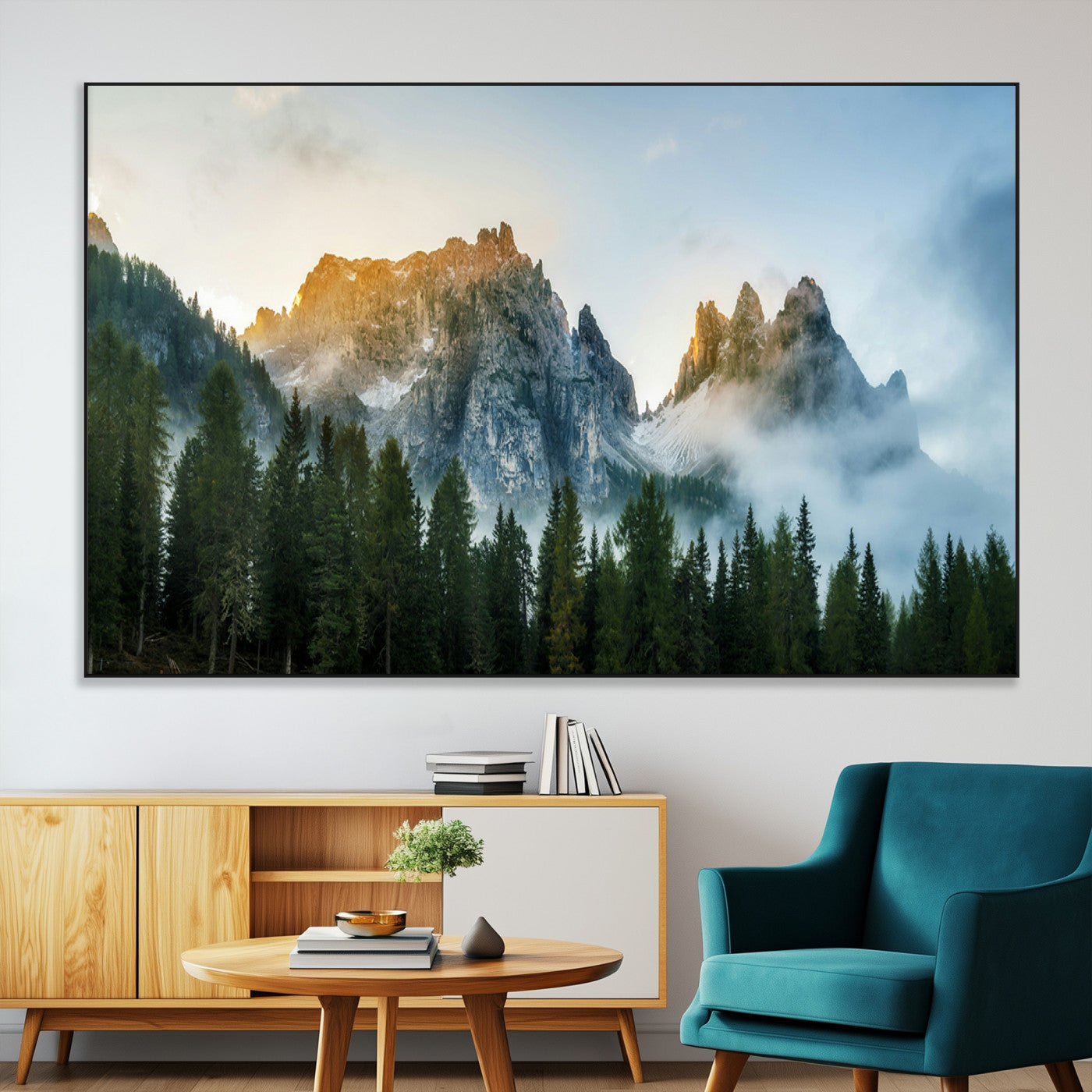 21145440-MGV-CV-36X24-Wilderness Wall Art Wall Art Canvas Print, Framed Nature Landscape Decor Art Picture Print, Misty Forest Photography Perfect