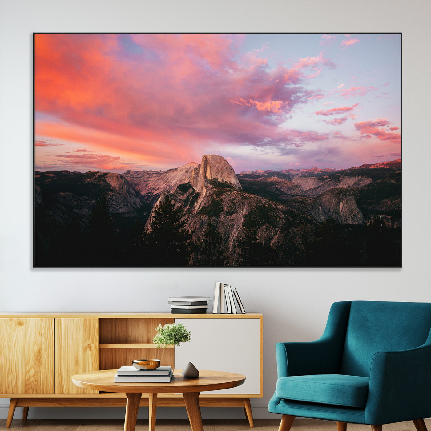 32786115-MGV-CV-36X24-Half Dome Wall Art Canvas Print, Framed Yosemite National Park Art Picture Print, Dramatic Sunset Perfect Adventurous Wilderness