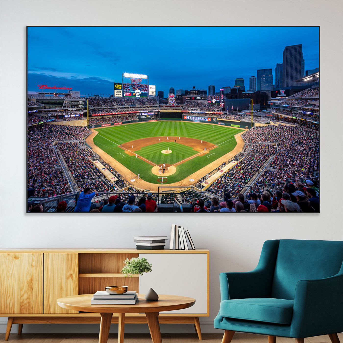 77273035-MGV-CV-36X24-Baseball Stadium Wall Art – Panoramic Evening Game Canvas Print, Sports Fan Decor for Man Cave, Office, Bar, or Living Room