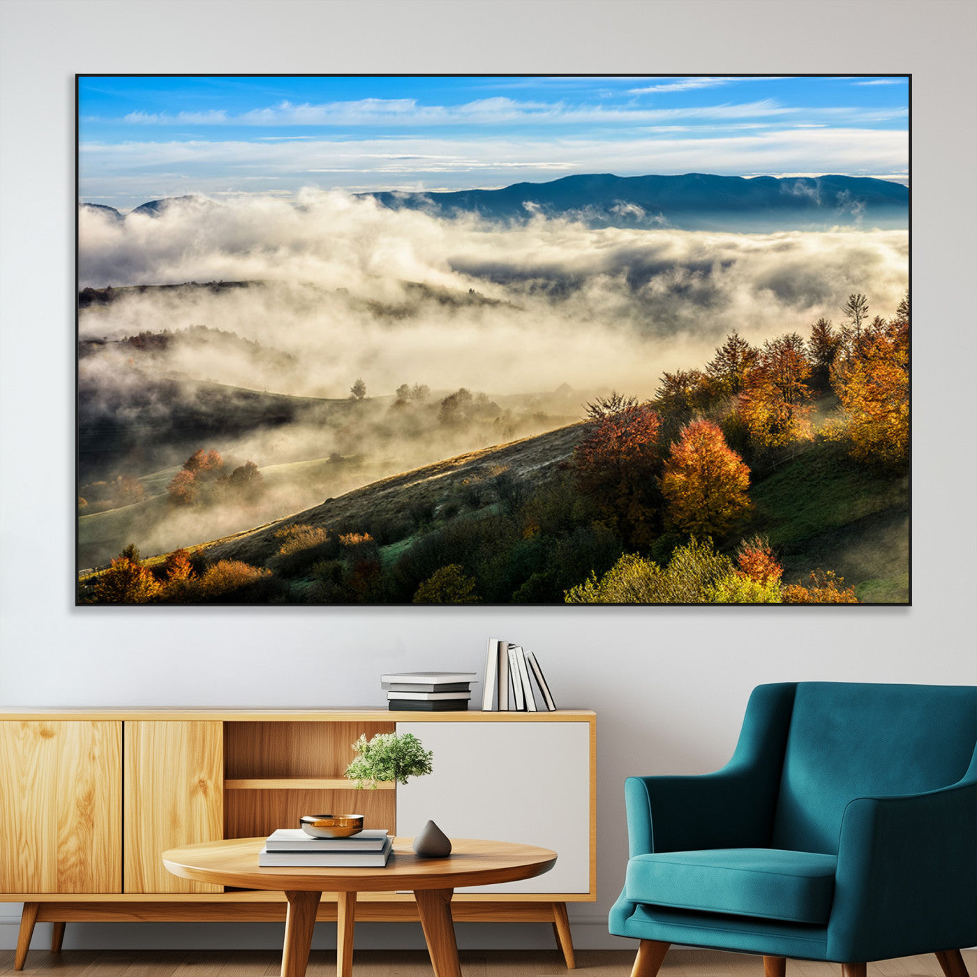 21551192-MGV-CV-36X24-Landscape Wall Art – Autumn Mountain View Canvas Print, Scenic Nature Photography Decor for Bedroom, Living Room, Office, Cabin or