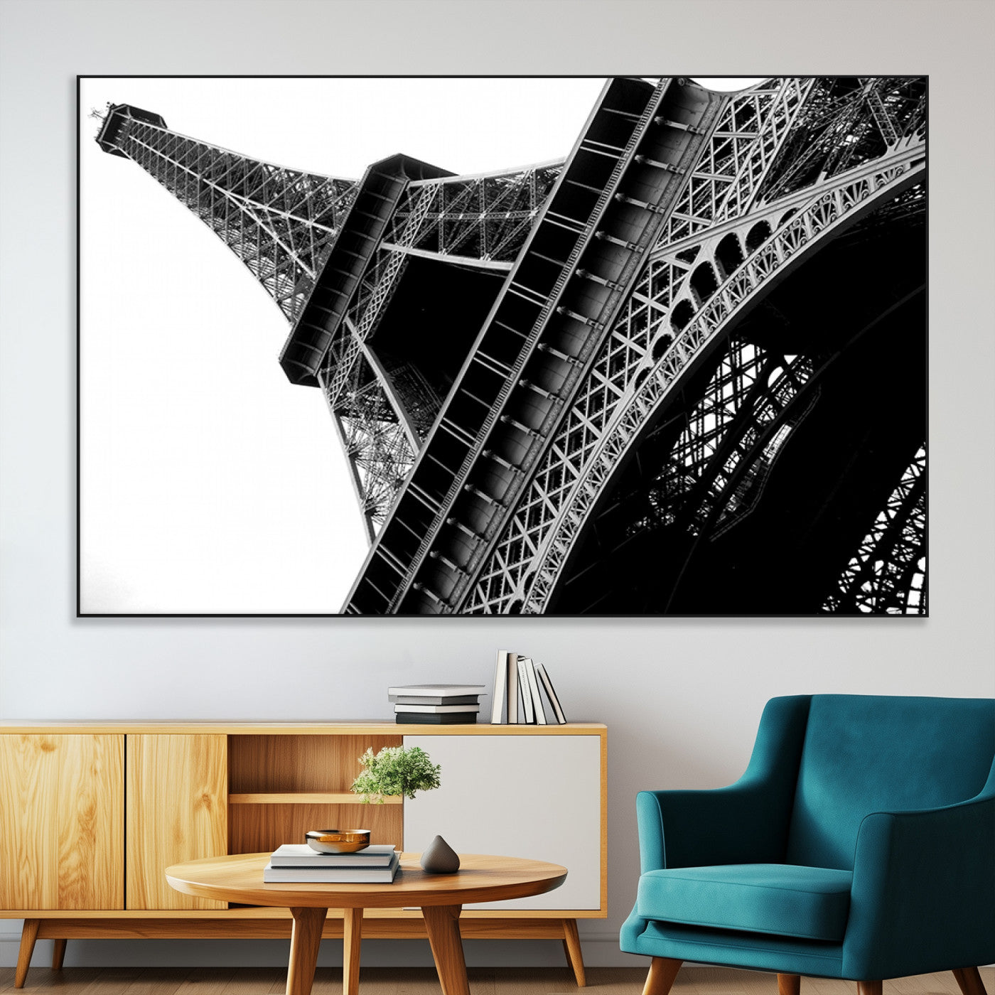 89033-MGV-CV-36X24-Eiffel Tower Wall Art – Dramatic Black and White Architectural Canvas Print, Modern Paris Decor for Office, Living Room or
