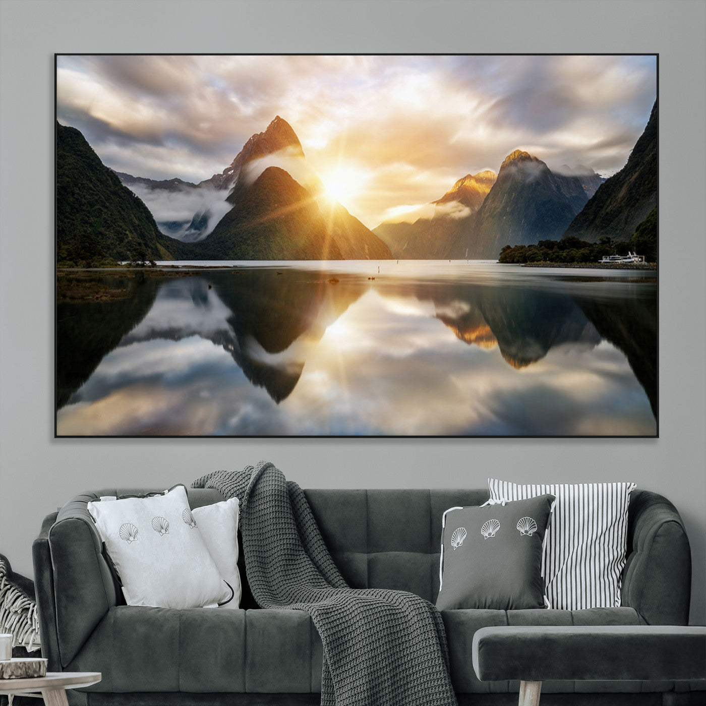 78842-MGV-CV-36X24-Sunrise Mountain Reflection Wall Art – Stunning Nature Landscape Canvas Print for Home, Office, Living Room or Relaxing Space