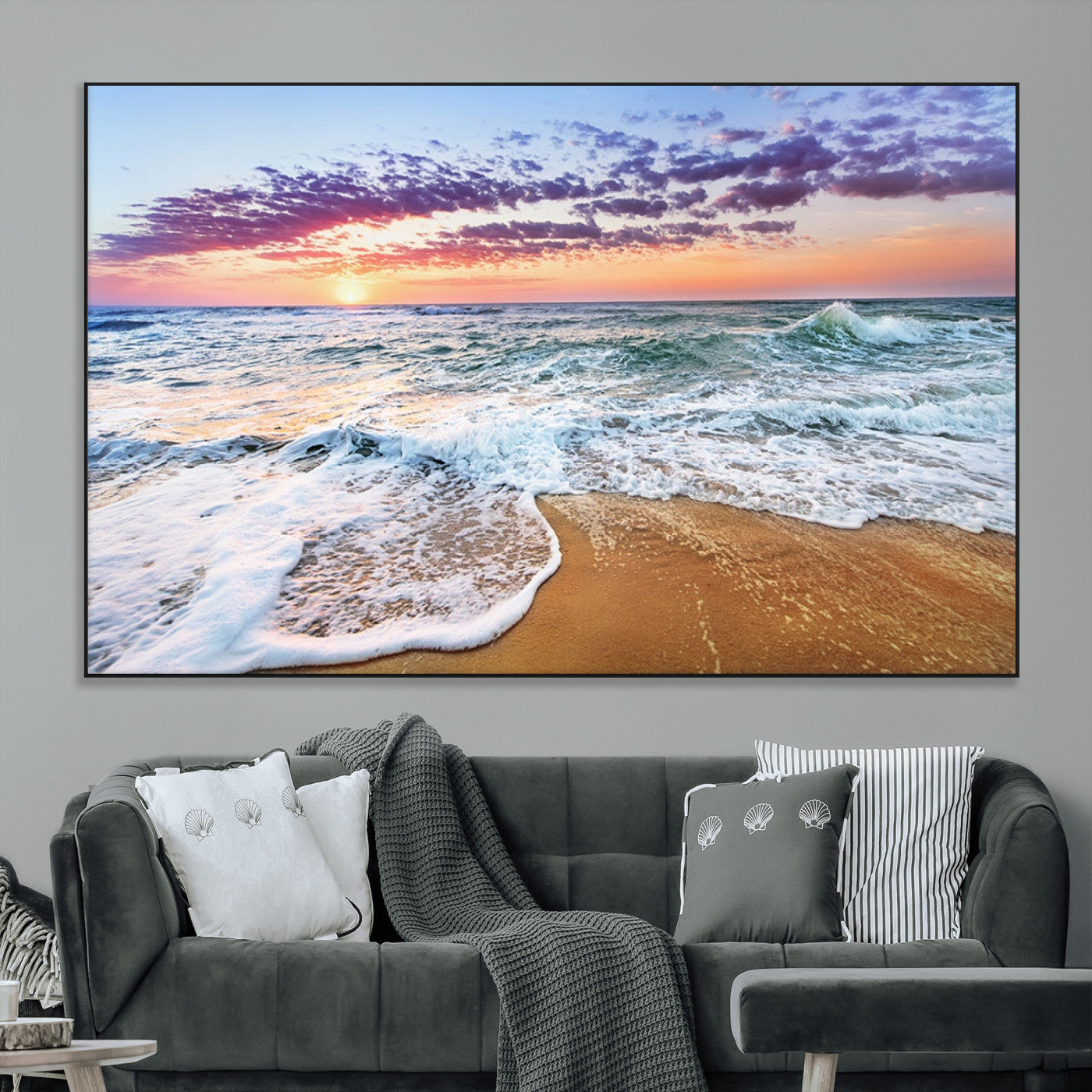 44120-MGV-CV-36X24-Ocean Sunset Wall Art – Beach Landscape Canvas Print, Serene Coastal Decor for Living Room, Office or Bedroom