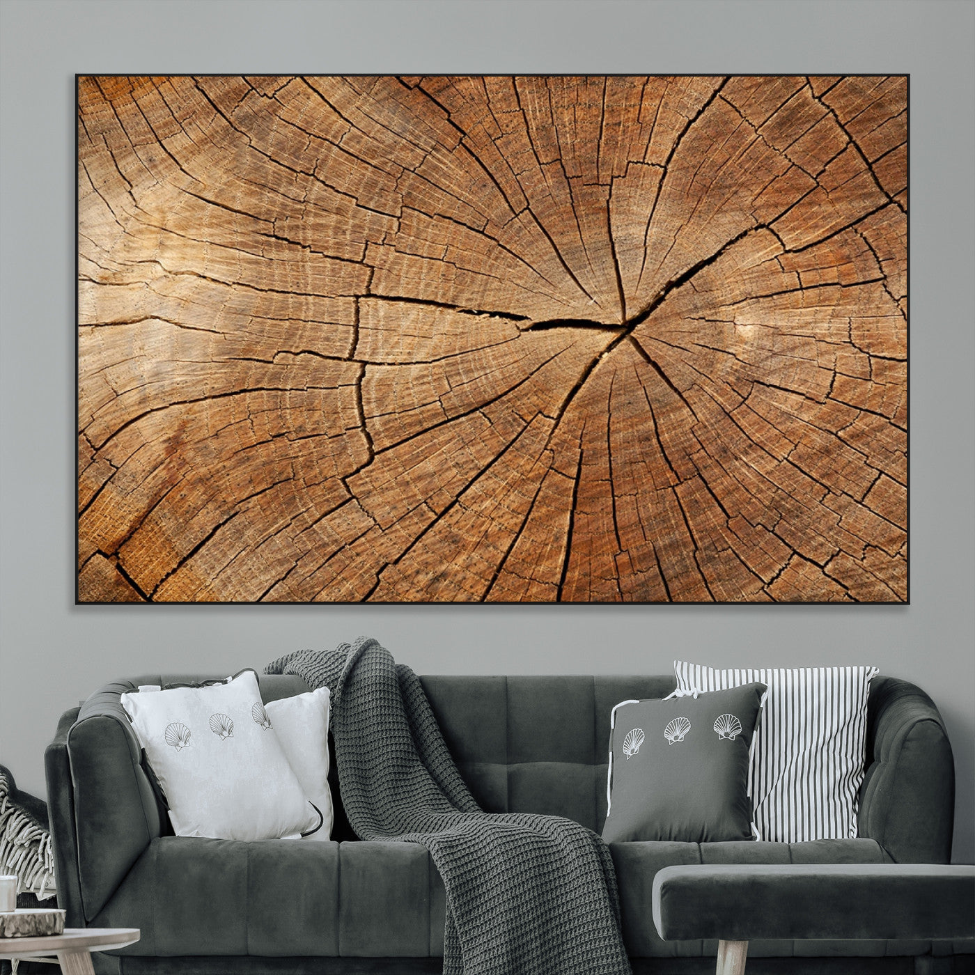 61710-MGV-CV-36X24-Tree Rings Wall Art – Rustic Wood Grain Canvas Print of Tree Trunk Cross Section, Nature Inspired Decor for Cabin, Office, Living