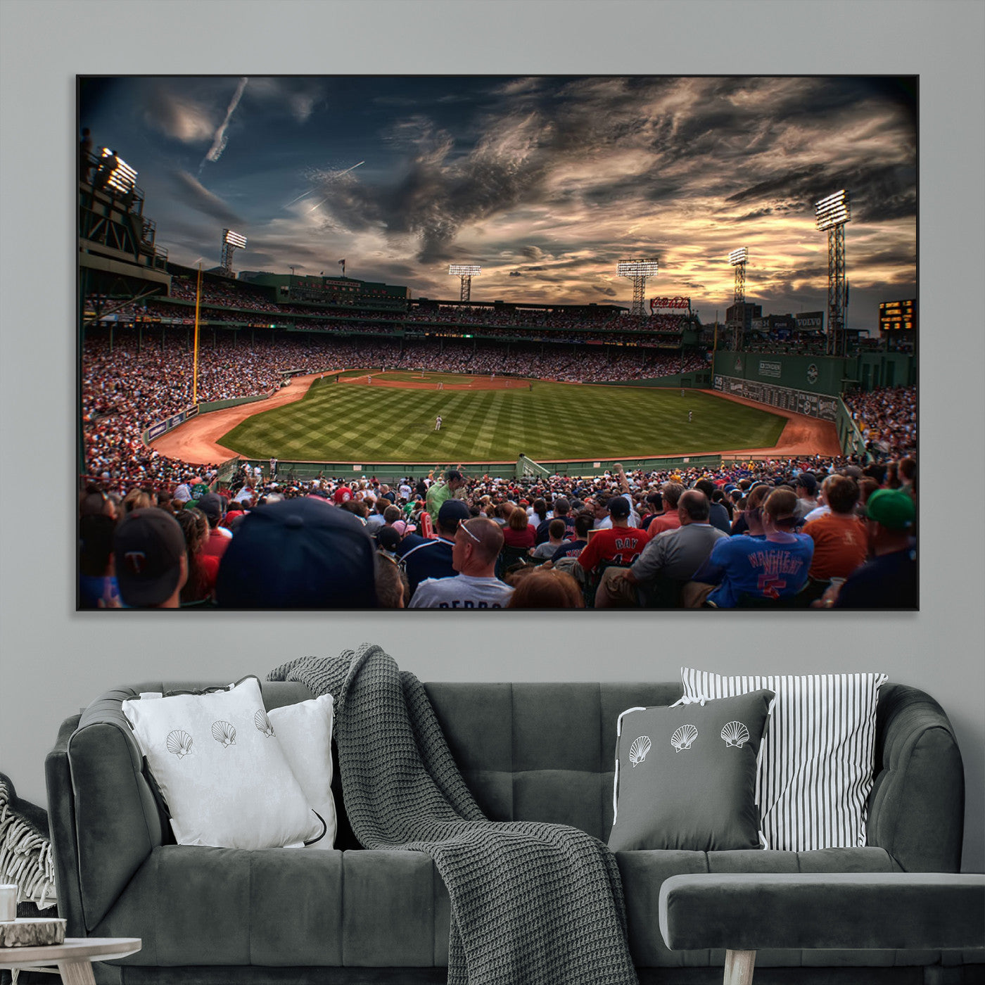 53432-MGV-CV-36X24-Fenway Park Stadium Wall Art Canvas Print, Framed Boston Baseball Stadium Art Picture Print, Massachusetts Fenway Park Perfect
