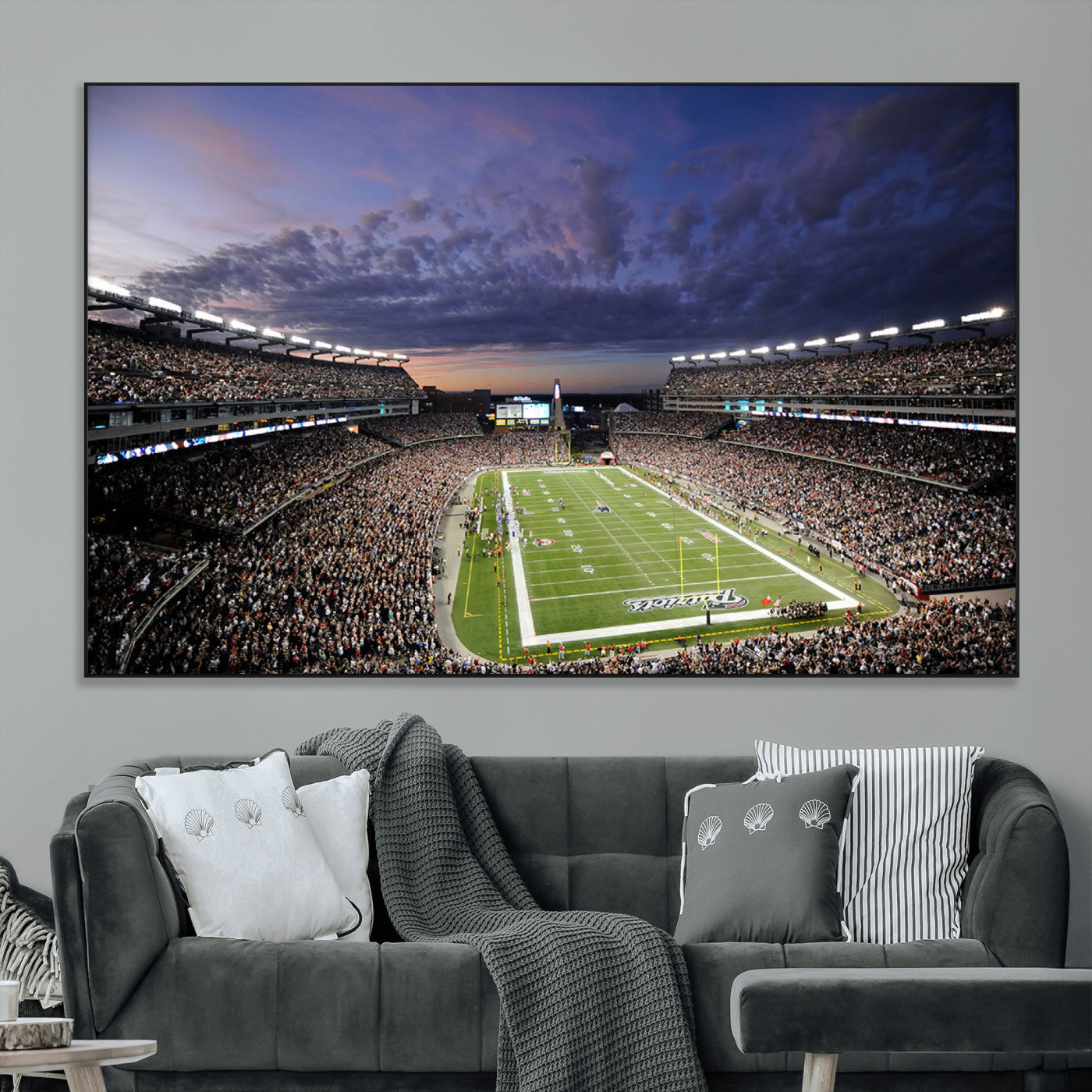 52712-MGV-CV-36X24-Gillette Stadium Field Wall Art Canvas Print, Framed Massachusetts Stadium Art Picture Print, Gillette Stadium Perfect Sport Room