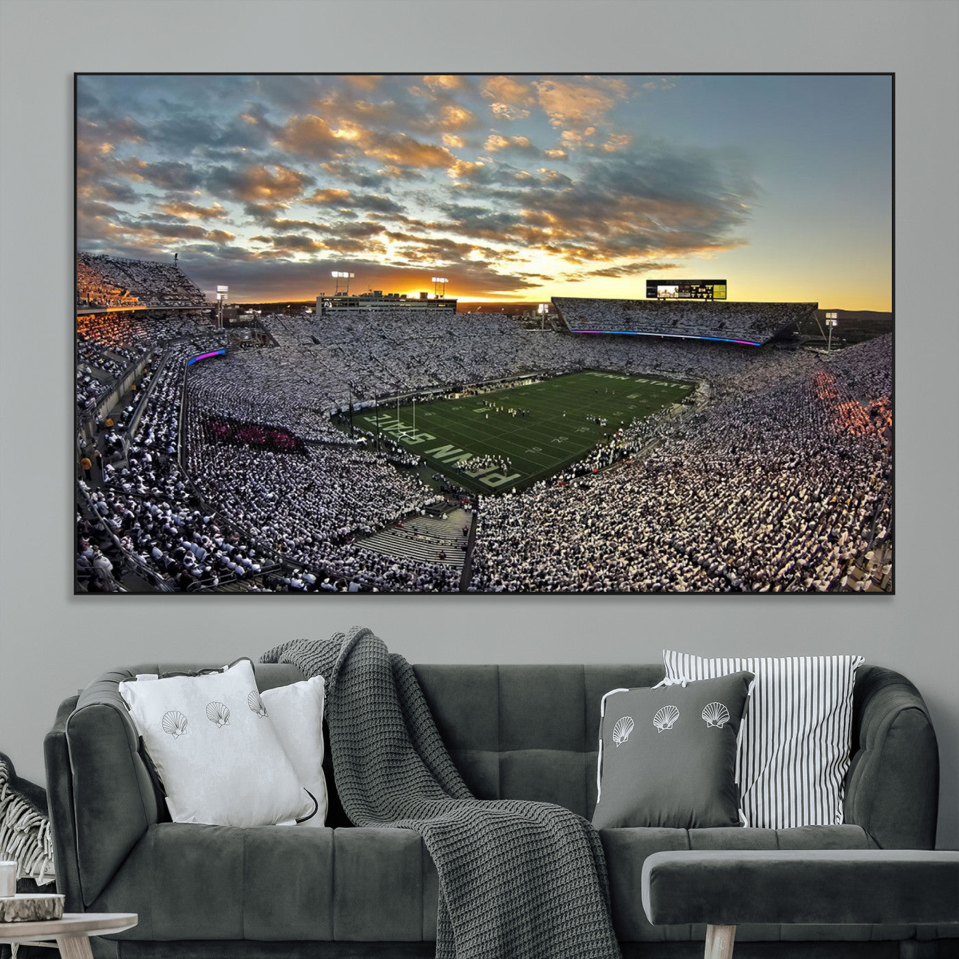38807-MGV-CV-36X24-Beaver Stadium Wall Art Canvas Print, Framed Beaver Stadium Field Art Picture Print, Football Stadium Perfect Sport Room Decor