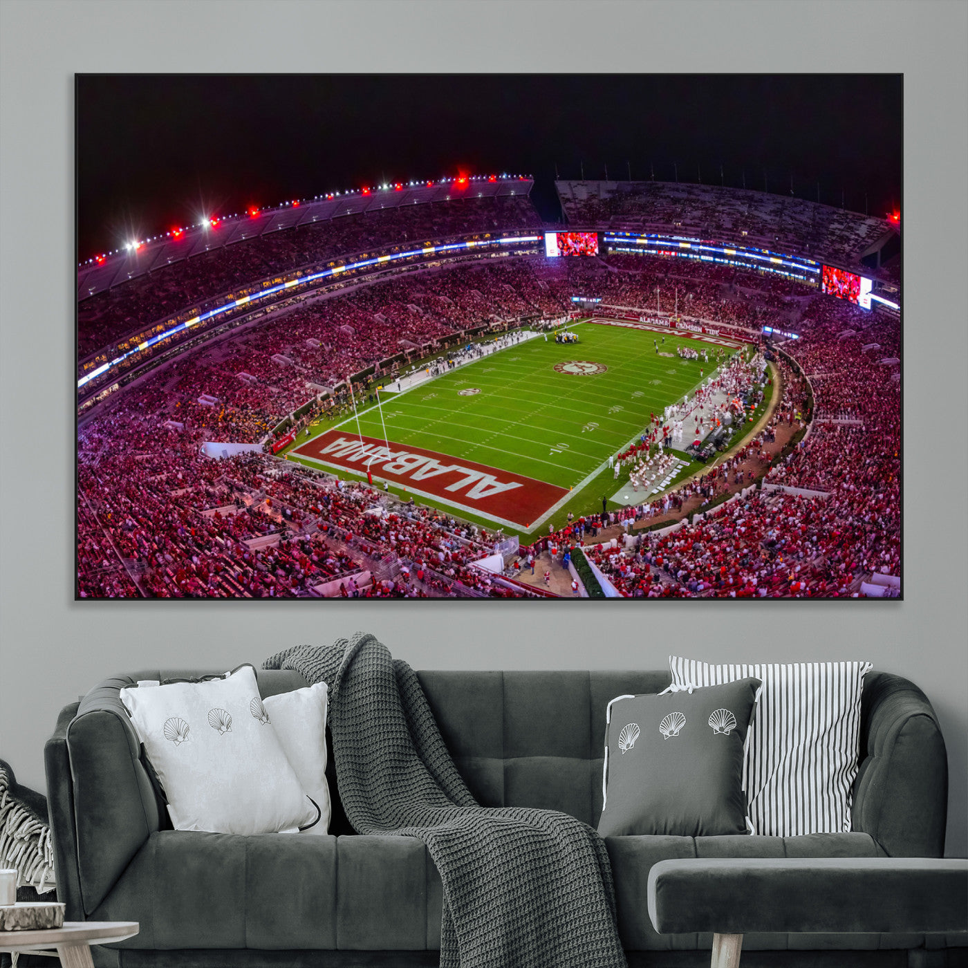 11343-MGV-CV-36X24-Bryant-Denny Stadium Wall Art – Panoramic Alabama Crimson Tide Football Field Canvas Print, Game Day Decor for Office, Man Cave or