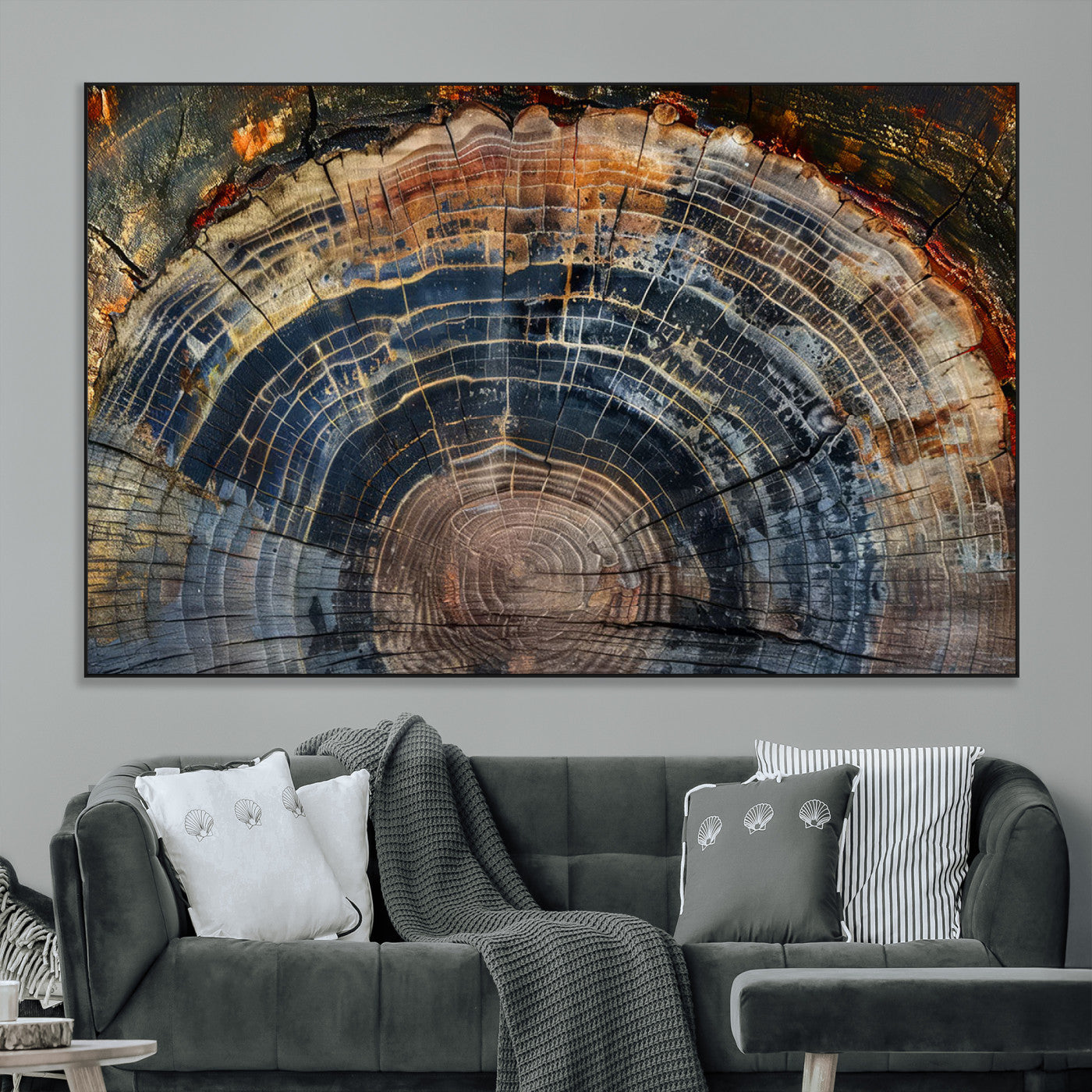 16193-MGV-CV-36X24-Tree Ring Wall Art – Abstract Wood Grain Canvas Print, Rustic Nature Texture Artwork Poster for Living Room, Bedroom, Office,