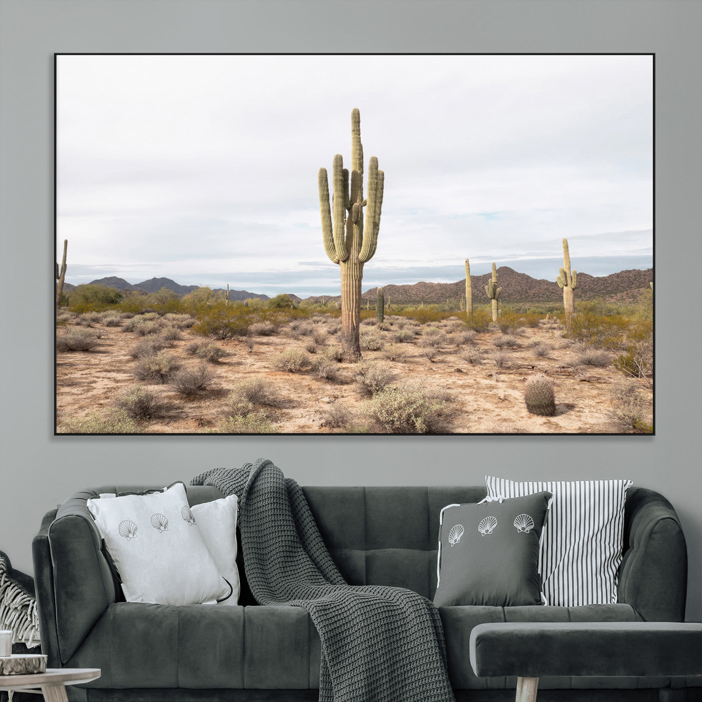 96147924-MGV-CV-36X24-Saguaro Cactus Wall Art Canvas Print, Framed Desert Cactus Art Picture Print, Earthy Desert Perfect Southwestern Boho Decor