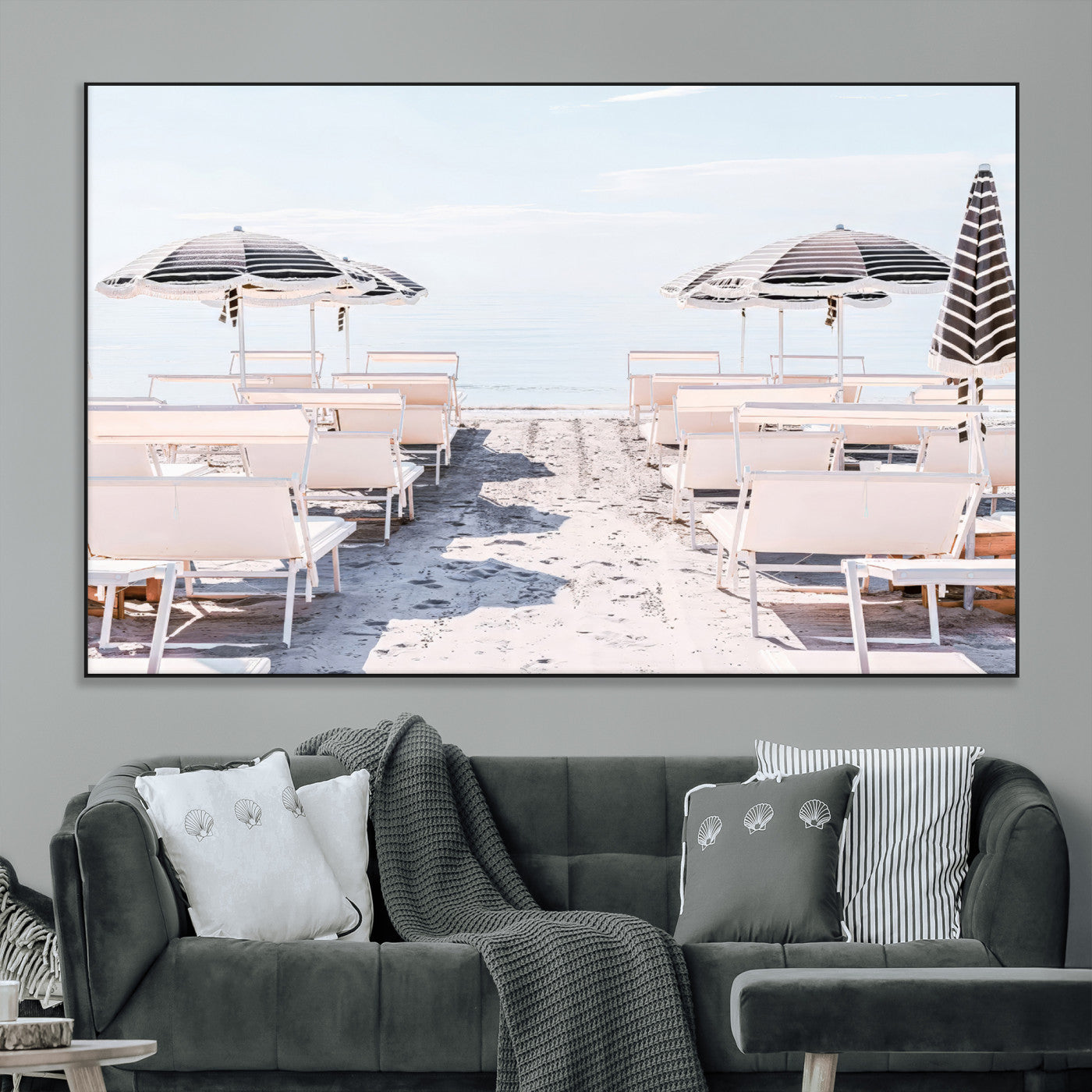 67623952-MGV-CV-36X24-Minimalist Beach Wall Art Canvas Print, Framed Pastel Sand Art Picture Print, Beach Aesthetic Perfect Coastal Minimalist Decor