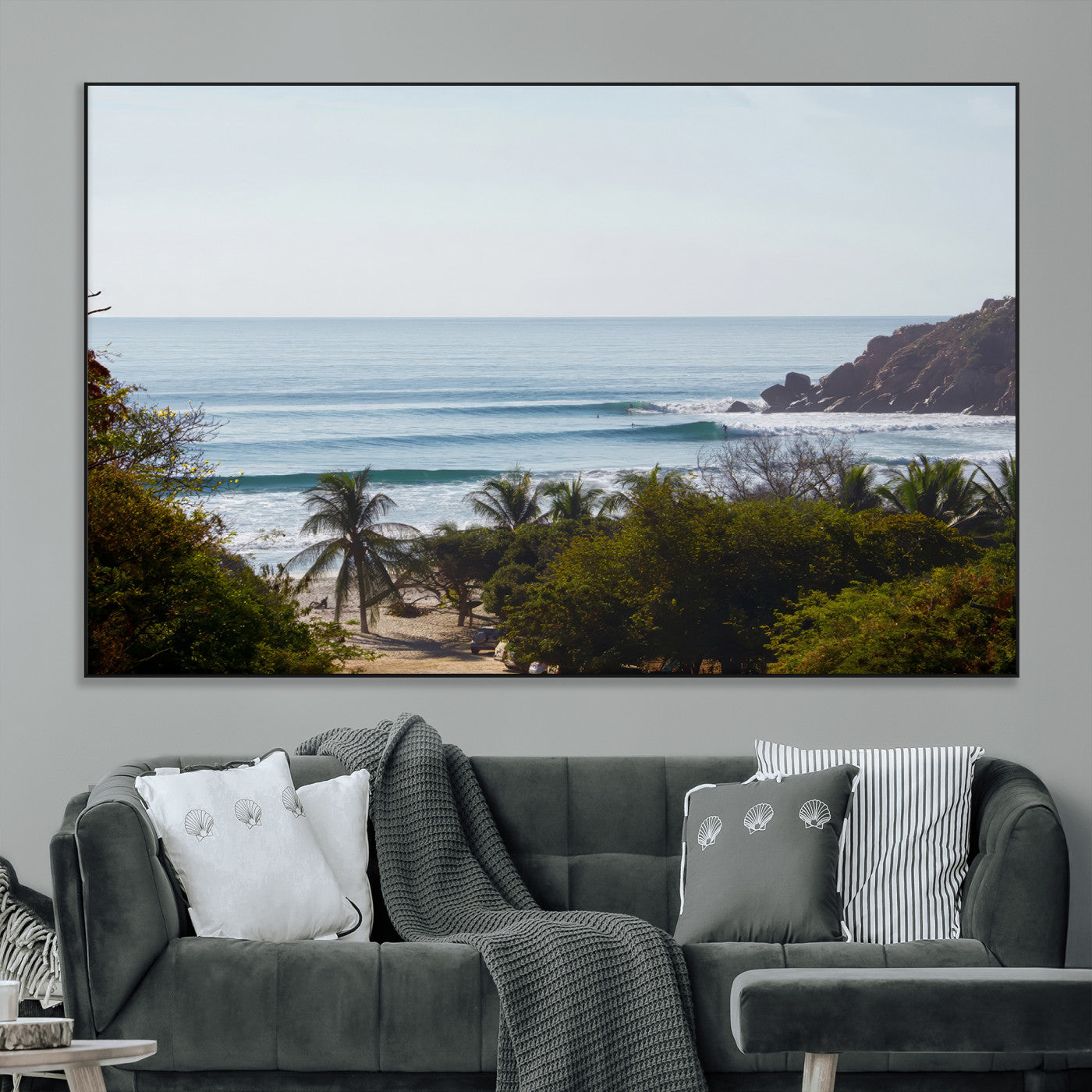 88336640-MGV-CV-36X24-Tropical Beach Scene Wall Art Canvas Print, Framed Coastal Photography Art Picture Print, Ocean Horizon Art Perfect Coastal Boho