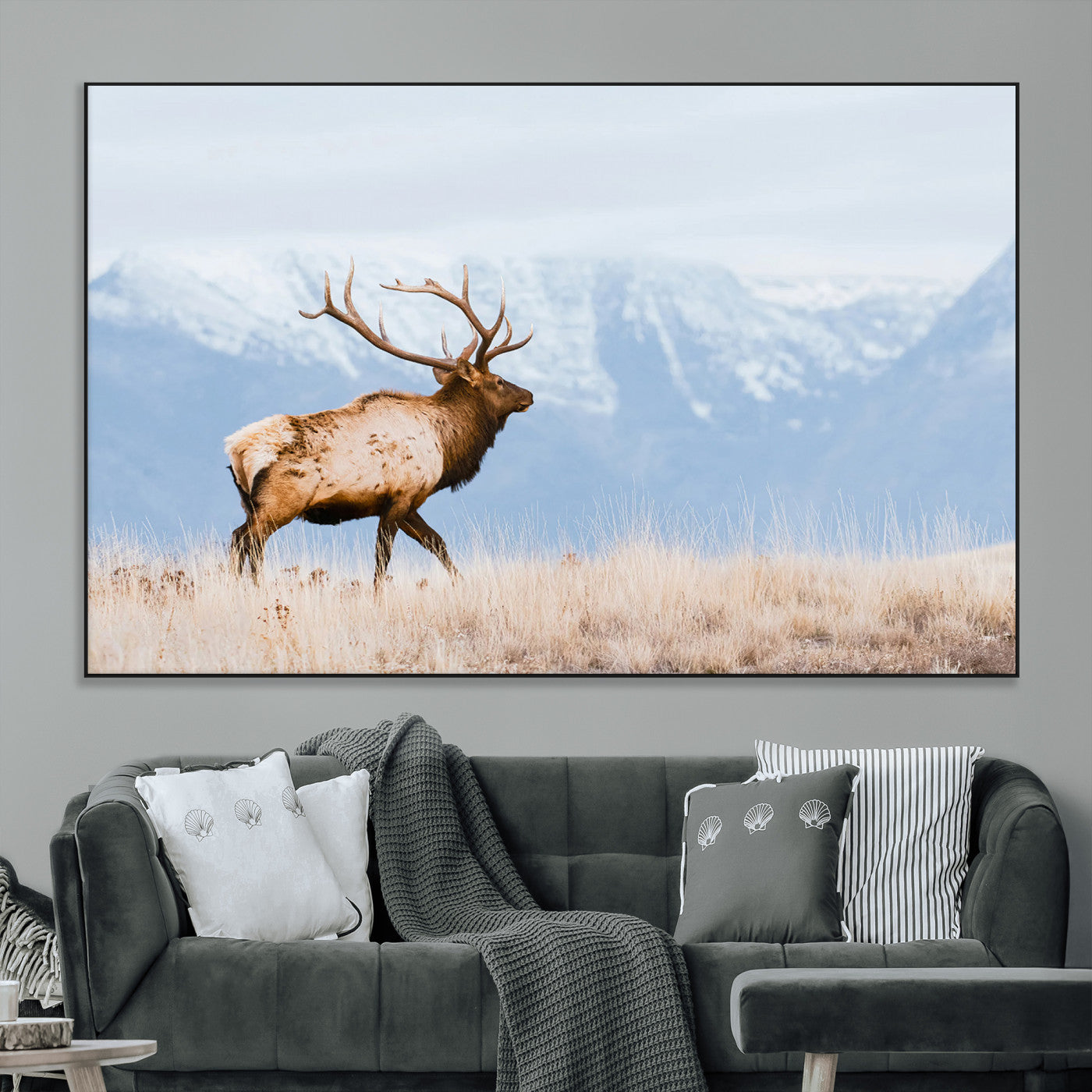 96024025-MGV-CV-36X24-Elk Photography Wall Art Canvas Print, Framed Mountain Wildlife Art Picture Print, Rustic Lodge Decor Perfect Rustic Lodge Decor