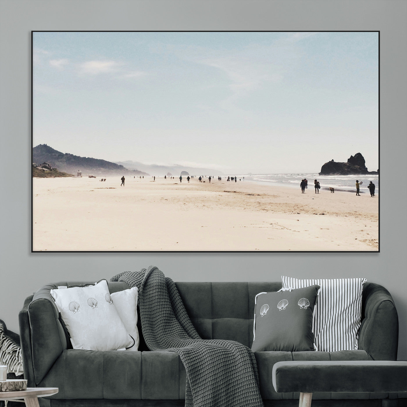 28307820-MGV-CV-36X24-Minimalist Beach Wall Art Canvas Print, Framed Coastal Serenity Art Picture Print, Soft Sand Perfect Modern Coastal Decor Artwork
