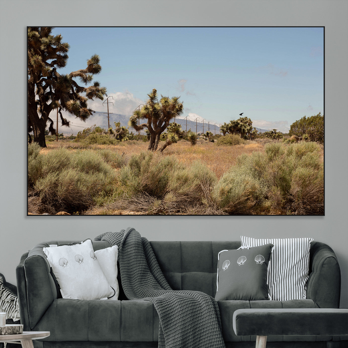 16114018-MGV-CV-36X24-Joshua Tree Wall Art Canvas Print, Framed Desert Landscape Art Picture Print, Mountain Horizon Perfect Southwestern Boho Decor