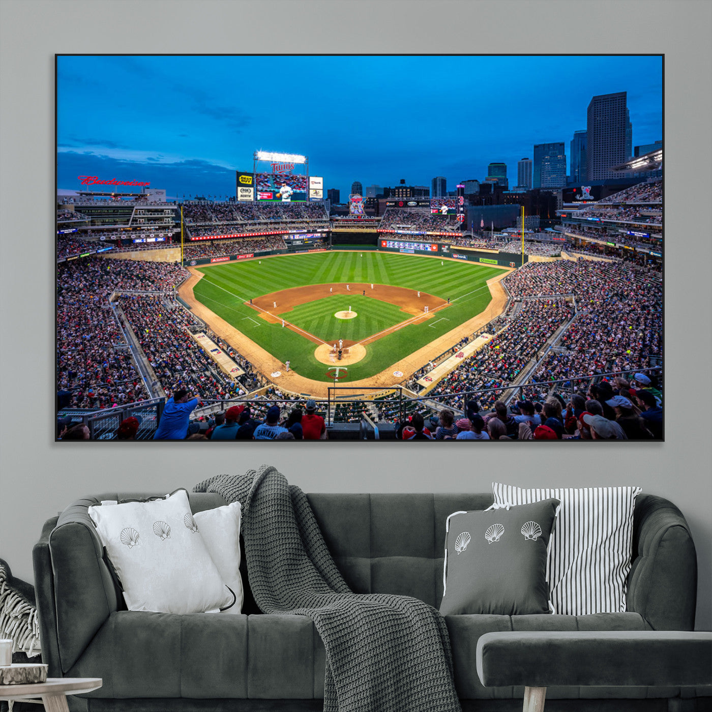 77273035-MGV-CV-36X24-Baseball Stadium Wall Art – Panoramic Evening Game Canvas Print, Sports Fan Decor for Man Cave, Office, Bar, or Living Room