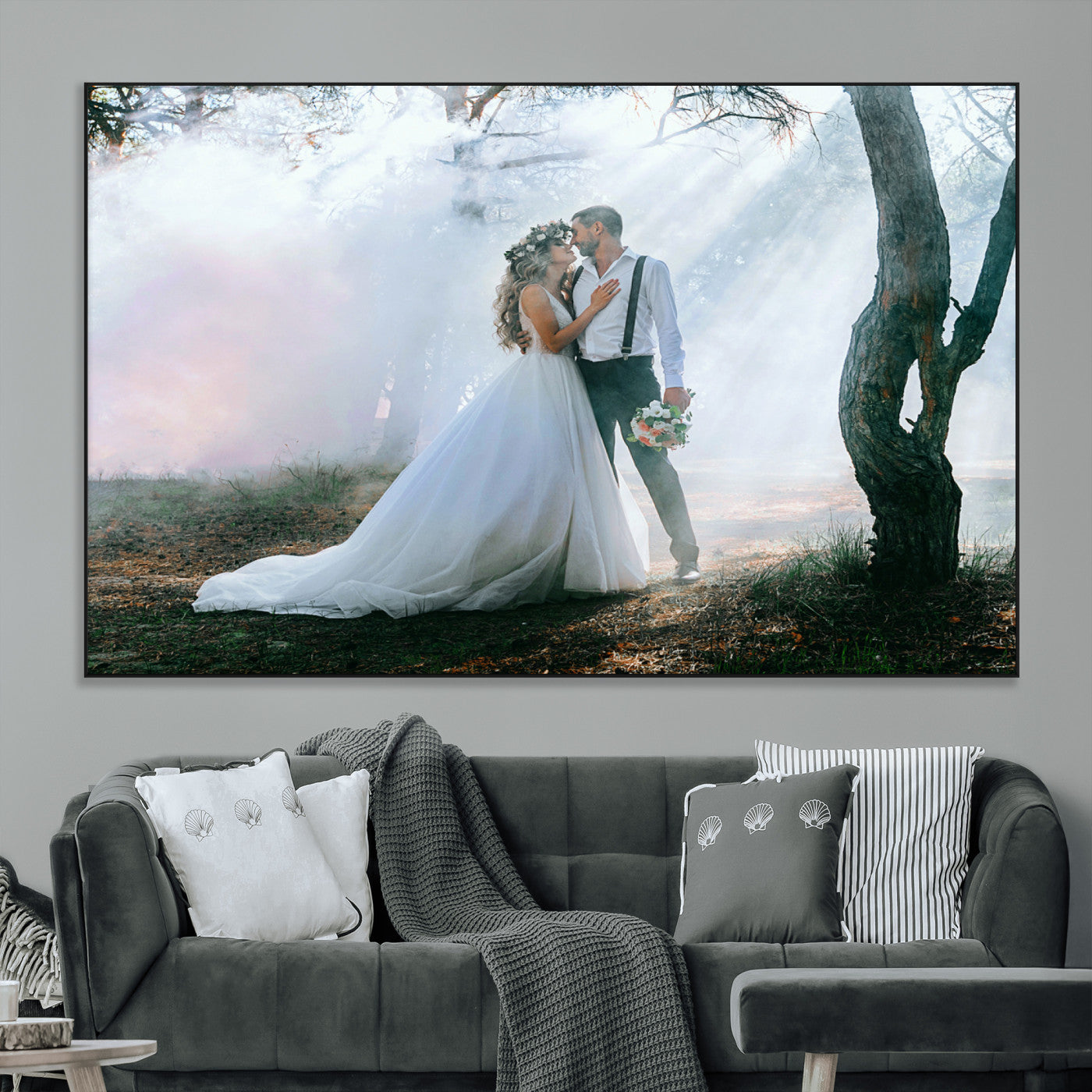CSTM913-MGV-CV-36X24-Framed Wedding Canvas Print - Custom Wall Art Keepsake for Couples, Elegant Home Decoration Gift, Create Your Own Photo Canvas