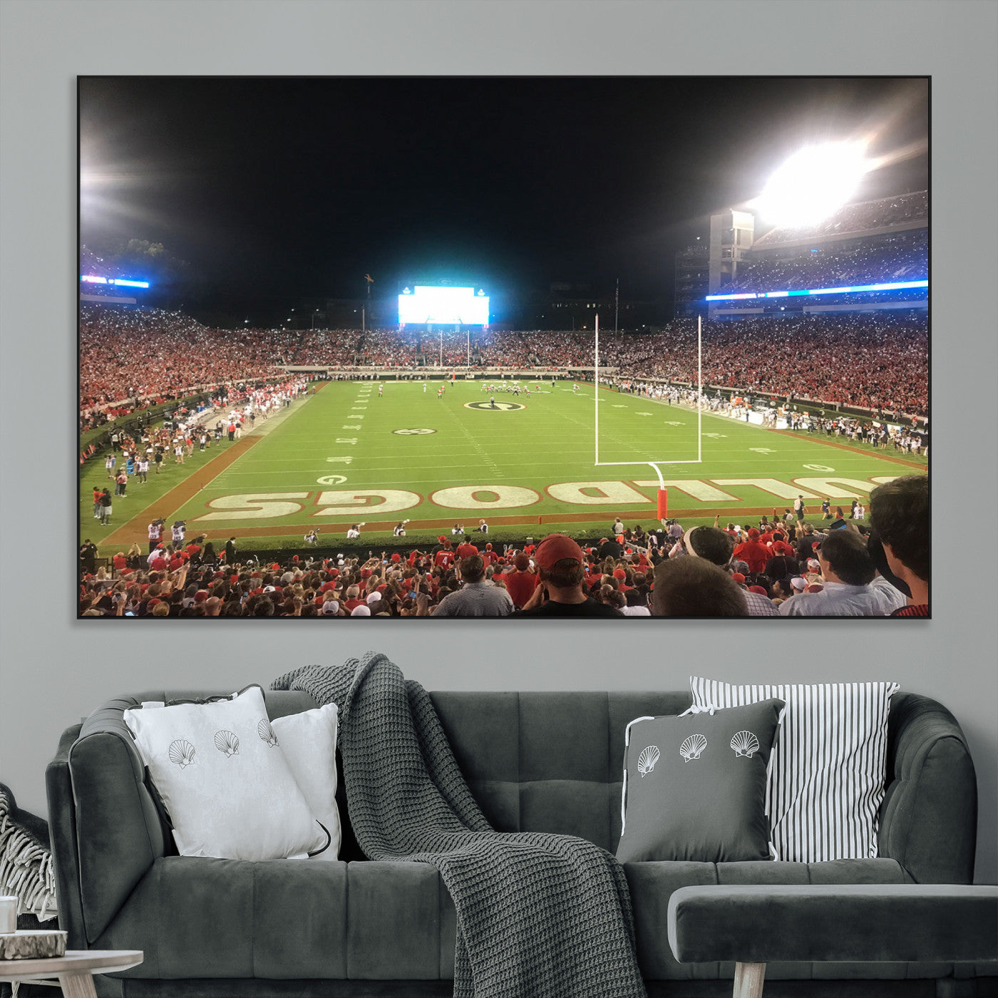 16230786-MGV-CV-36X24-Sanford Stadium Wall Art – Georgia Bulldogs Football Night Game Canvas Print, College Sports Decor for Man Cave, Bar, Office, or