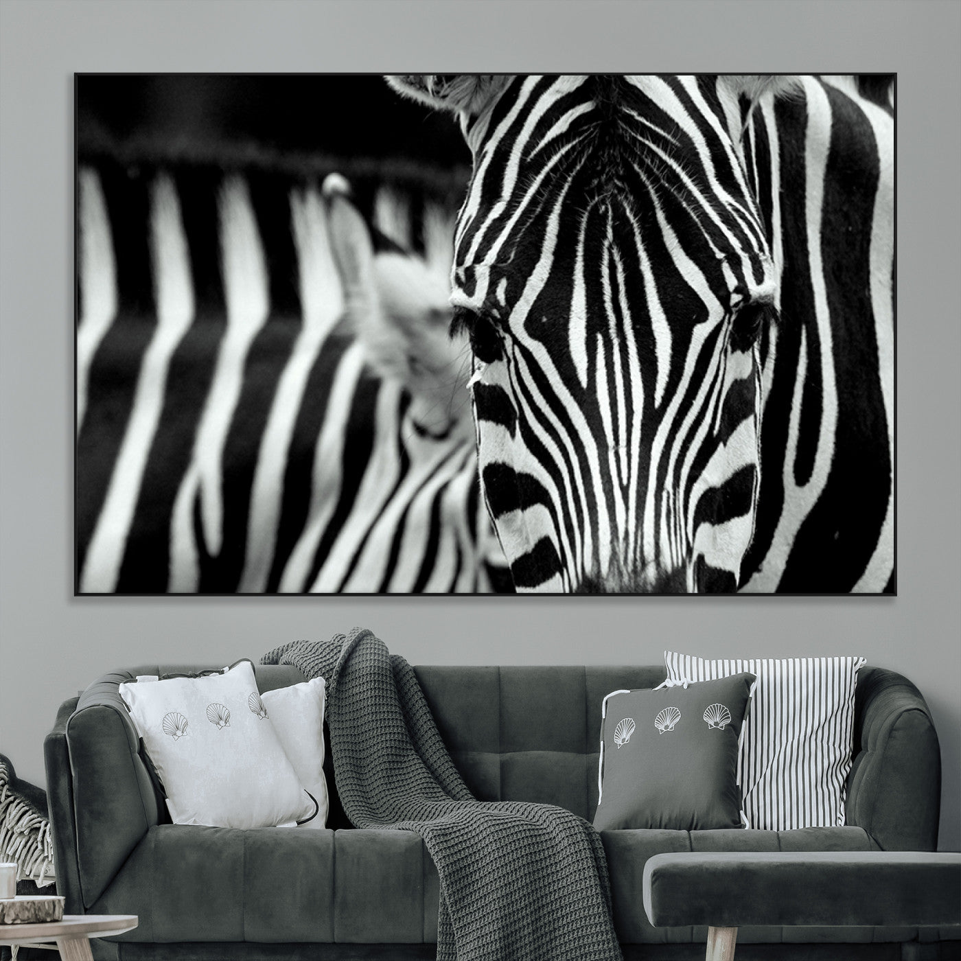 43631-MGV-CV-36X24-Zebra Wall Art – Black & White Safari Wildlife Canvas Print, Modern Animal Photography Decor for Living Room, Office, or Bedroom