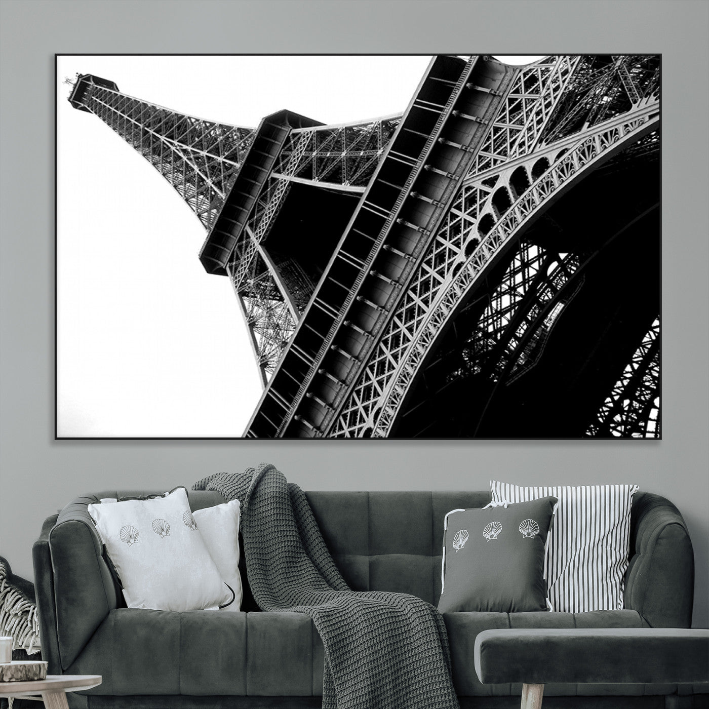 89033-MGV-CV-36X24-Eiffel Tower Wall Art – Dramatic Black and White Architectural Canvas Print, Modern Paris Decor for Office, Living Room or
