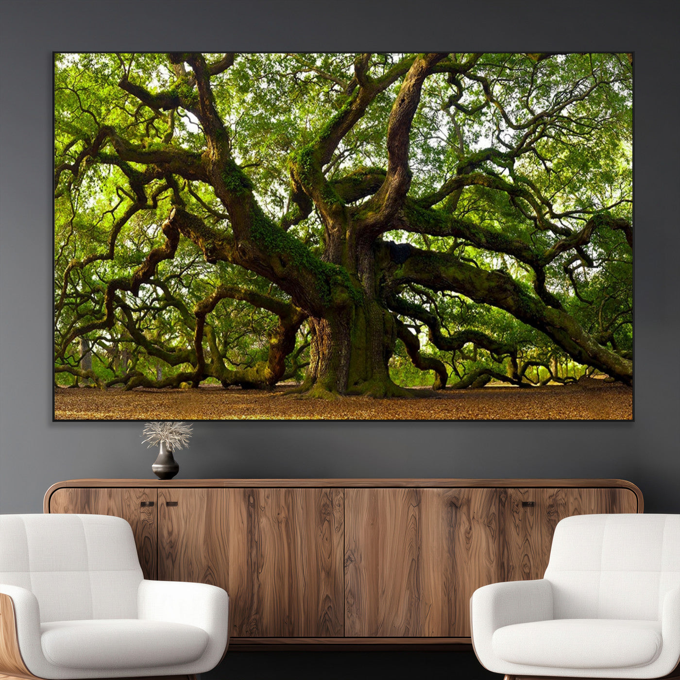 29407-MGV-CV-36X24-Ancient Oak Tree Wall Art – Majestic Nature Canvas Print, Large Tree Photography Decor for Living Room