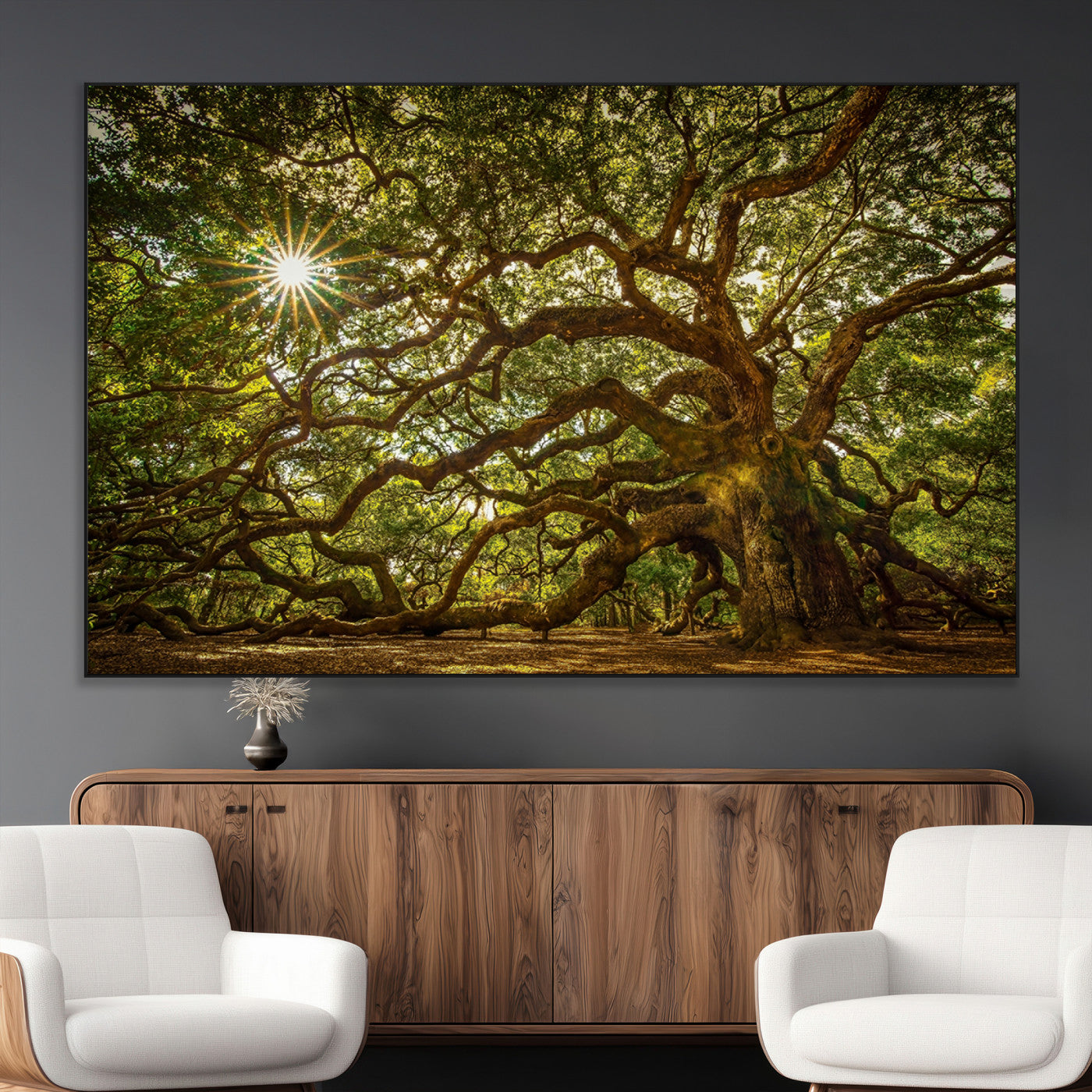 57983-MGV-CV-36X24-Angel Oak Tree Wall Art Canvas Print, Framed Oak Tree Art Picture Print, Angel Oak Perfect Rustic Nature Decor Artwork