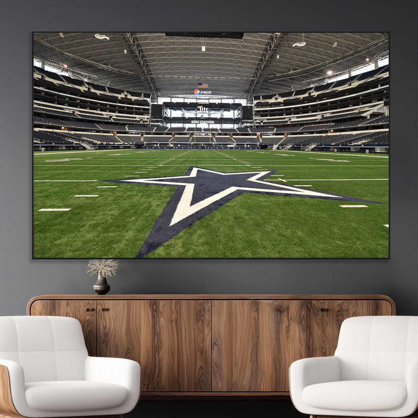 14834-MGV-CV-36X24-Dallas Att Stadium Wall Art Canvas Print, Framed Texas NFL Stadium Art Picture Print, American Football Stadium Perfect Sports