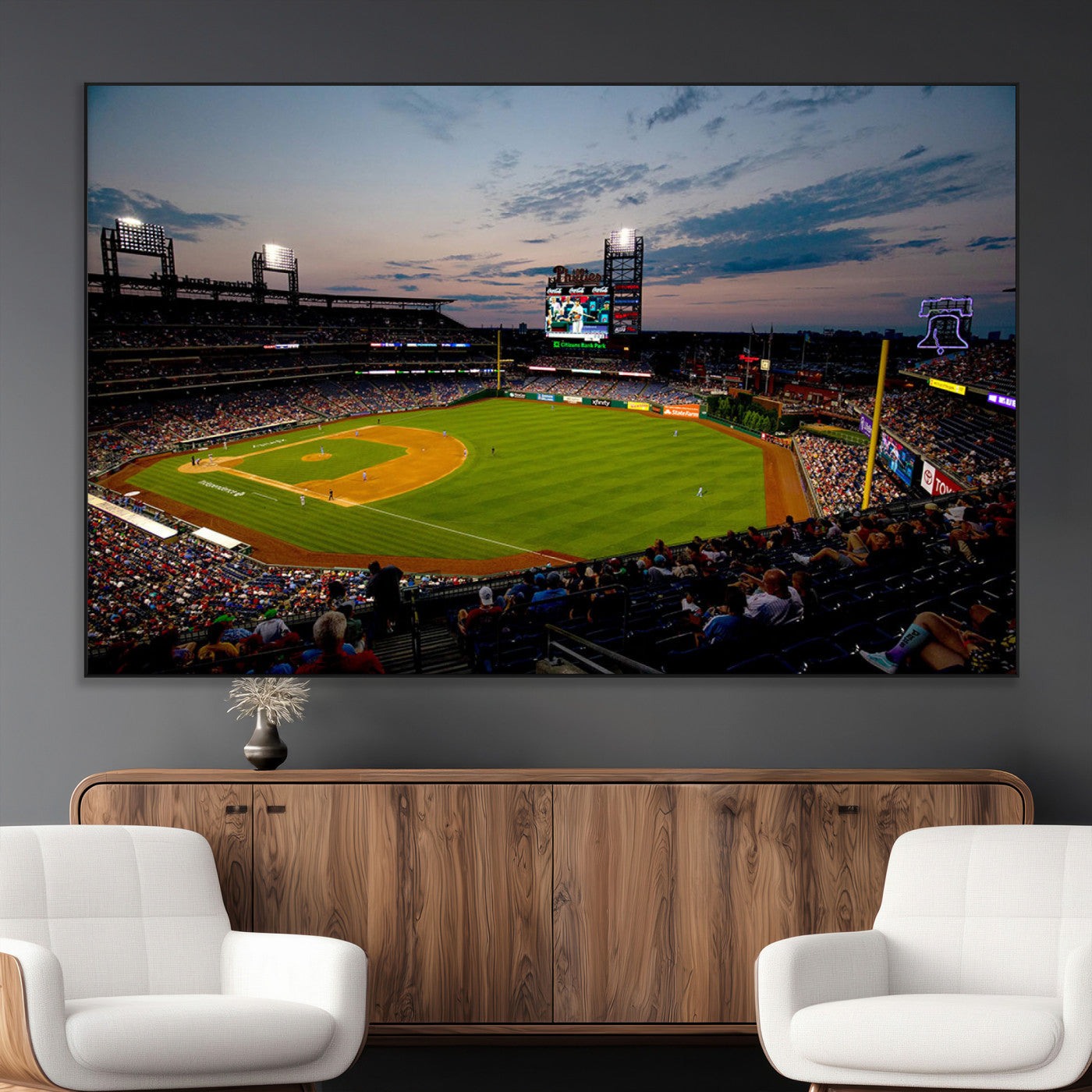 17415-MGV-CV-36X24-Philadelphia Phillies Stadium Wall Art Canvas Print, Framed Citizens Bank Park Art Picture Print, Phillies Stadium Field Perfect