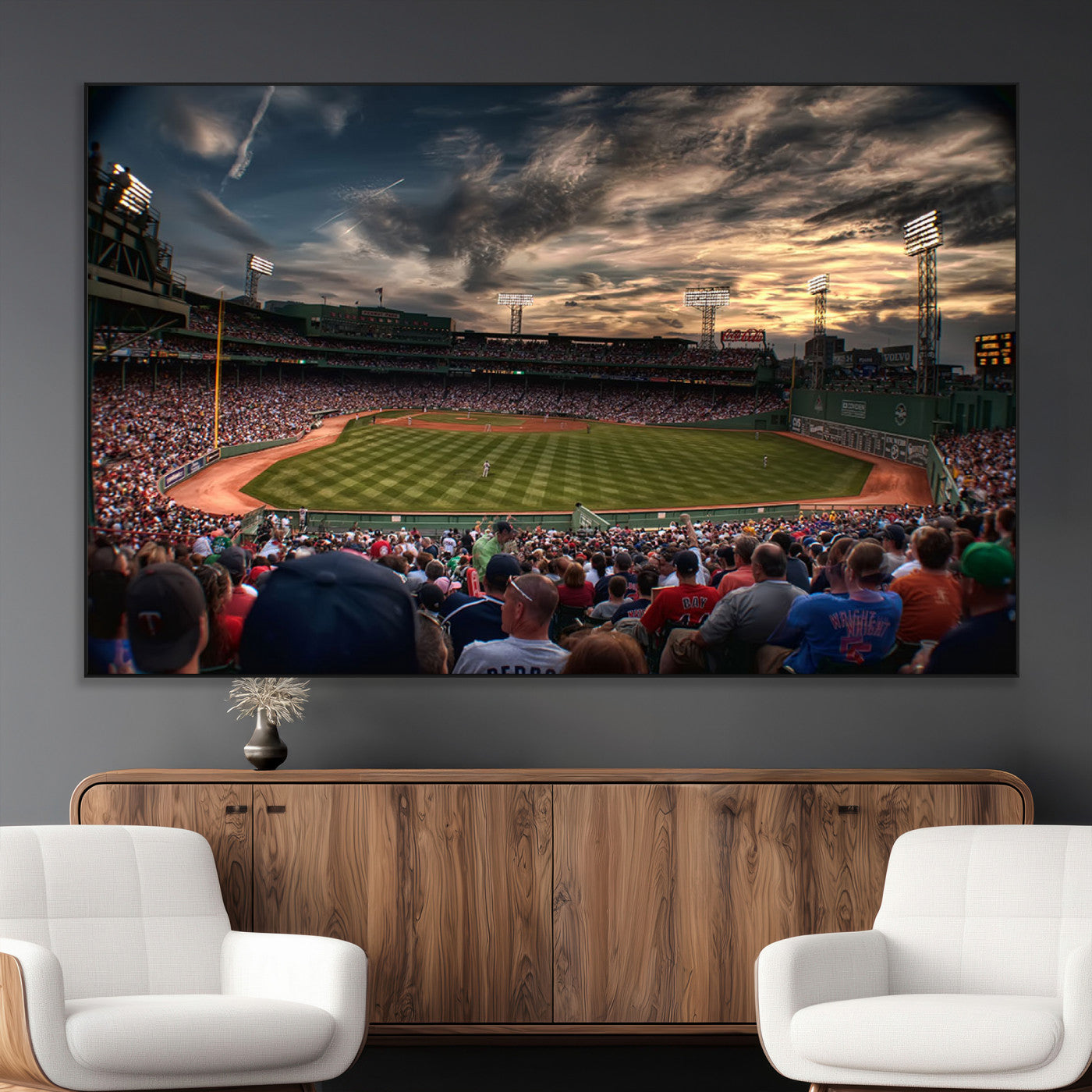 53432-MGV-CV-36X24-Fenway Park Stadium Wall Art Canvas Print, Framed Boston Baseball Stadium Art Picture Print, Massachusetts Fenway Park Perfect