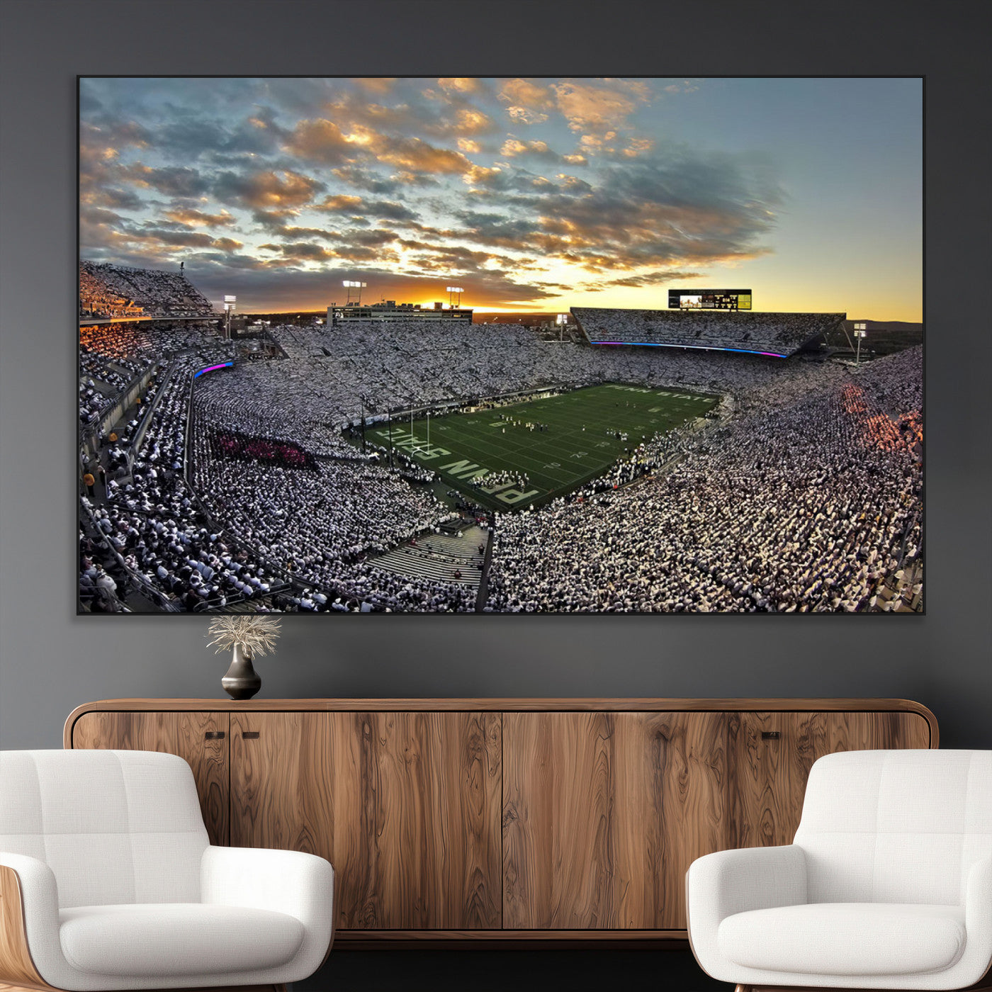 38807-MGV-CV-36X24-Beaver Stadium Wall Art Canvas Print, Framed Beaver Stadium Field Art Picture Print, Football Stadium Perfect Sport Room Decor